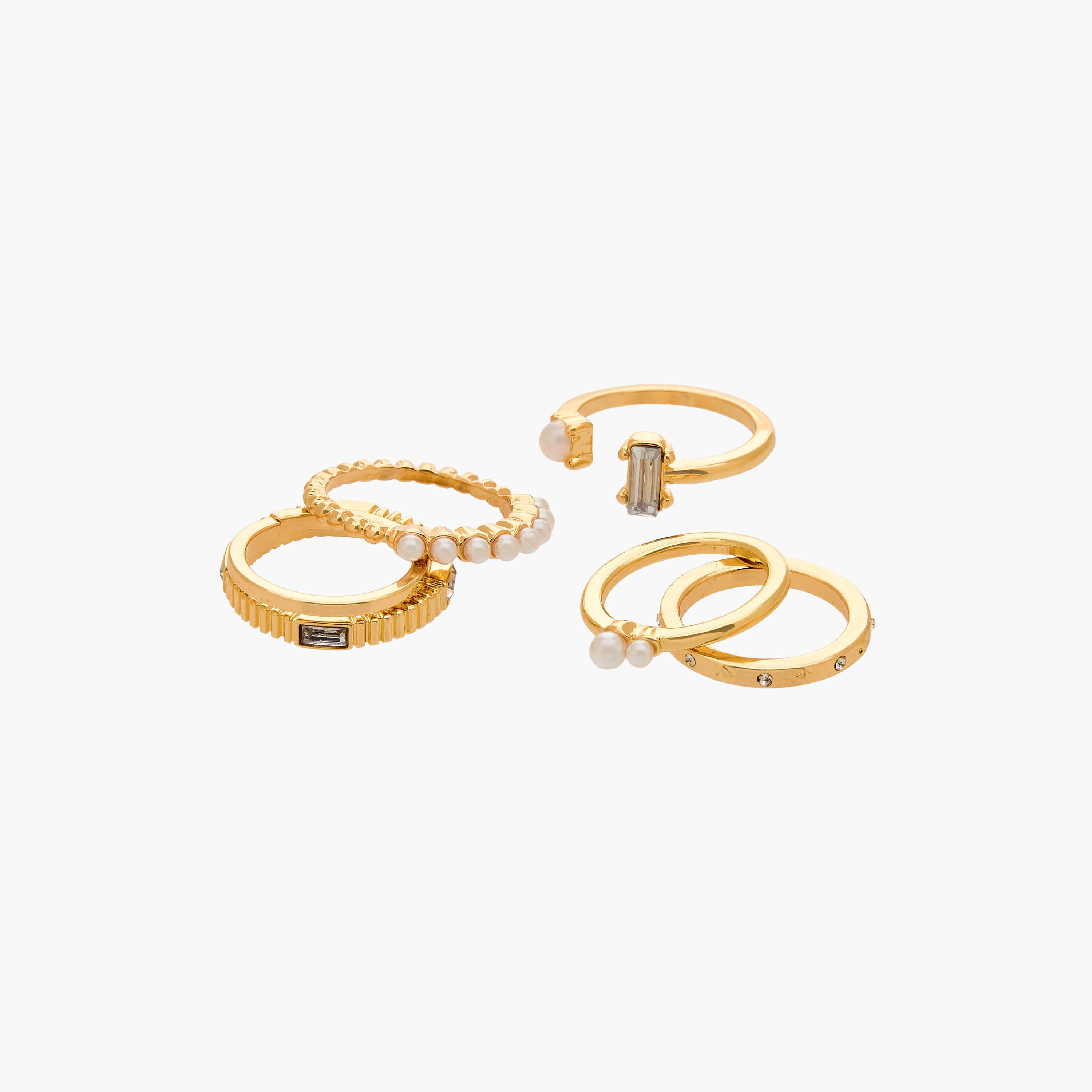 خواتم ذهبي بتفاصيل لؤلؤية من جلو - طقم 6 خواتم-women-watchesandjewellery-jewellery-rings-image-2