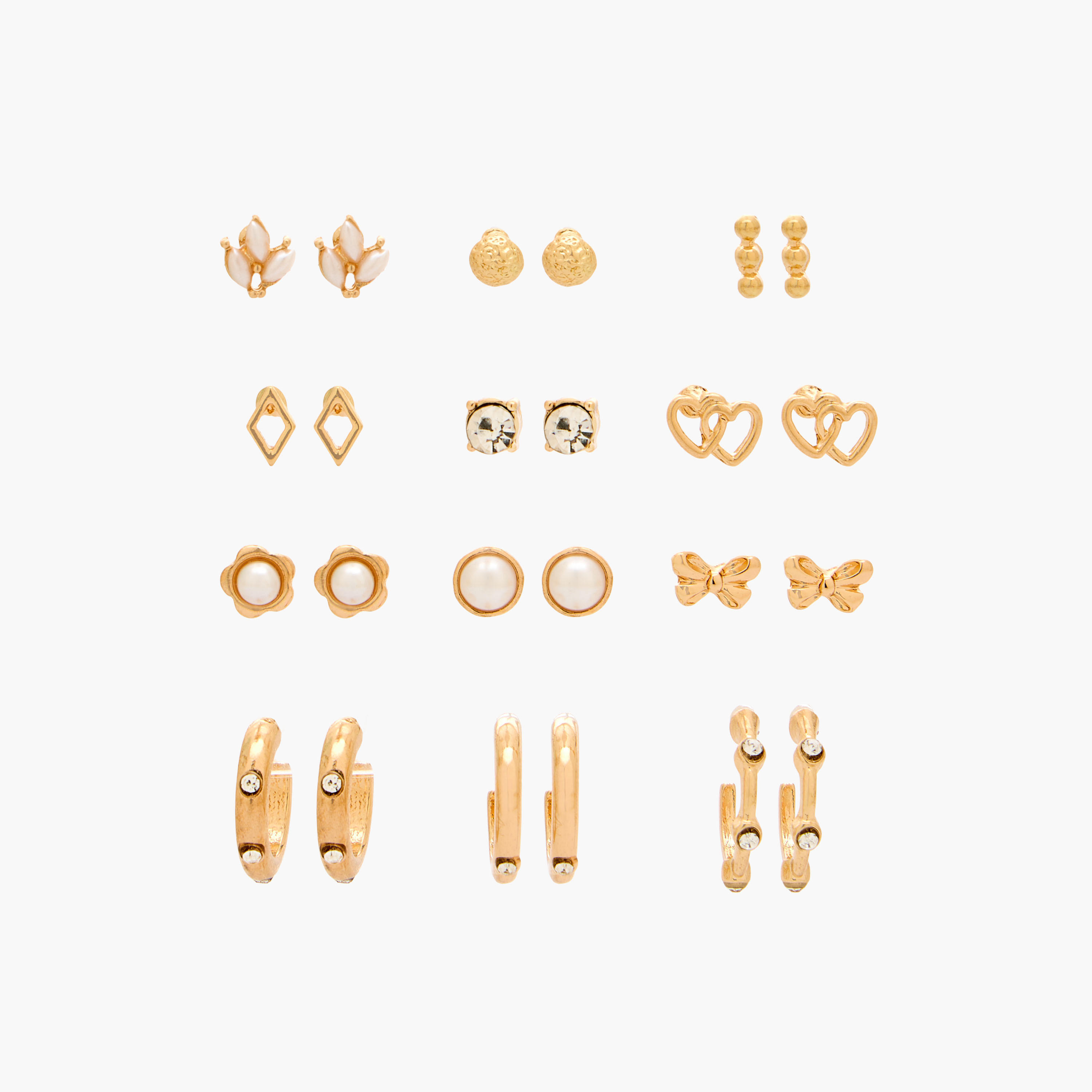 طقم حلقان ميتاليك بمكبس إغلاق خلفي 12 زوج من جلو-women-watchesandjewellery-jewellery-earrings-image-1
