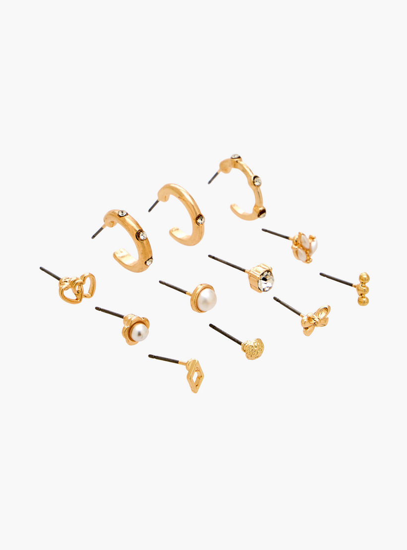 طقم حلقان ميتاليك بمكبس إغلاق خلفي 12 زوج من جلو-women-watchesandjewellery-jewellery-earrings-image-2