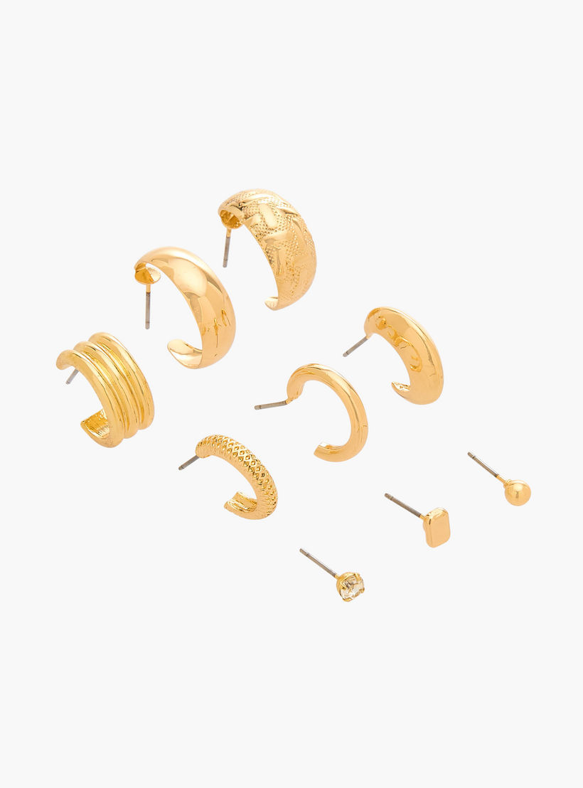 حلقان متنوعة بتشطيب ذهبي ومكبس إغلاق من جلو - عبوة 9 أزواج-women-watchesandjewellery-jewellery-earrings-image-2