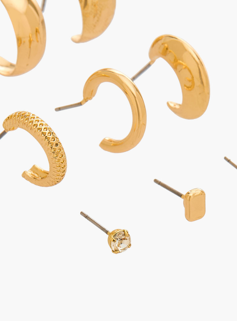 حلقان متنوعة بتشطيب ذهبي ومكبس إغلاق من جلو - عبوة 9 أزواج-women-watchesandjewellery-jewellery-earrings-image-3