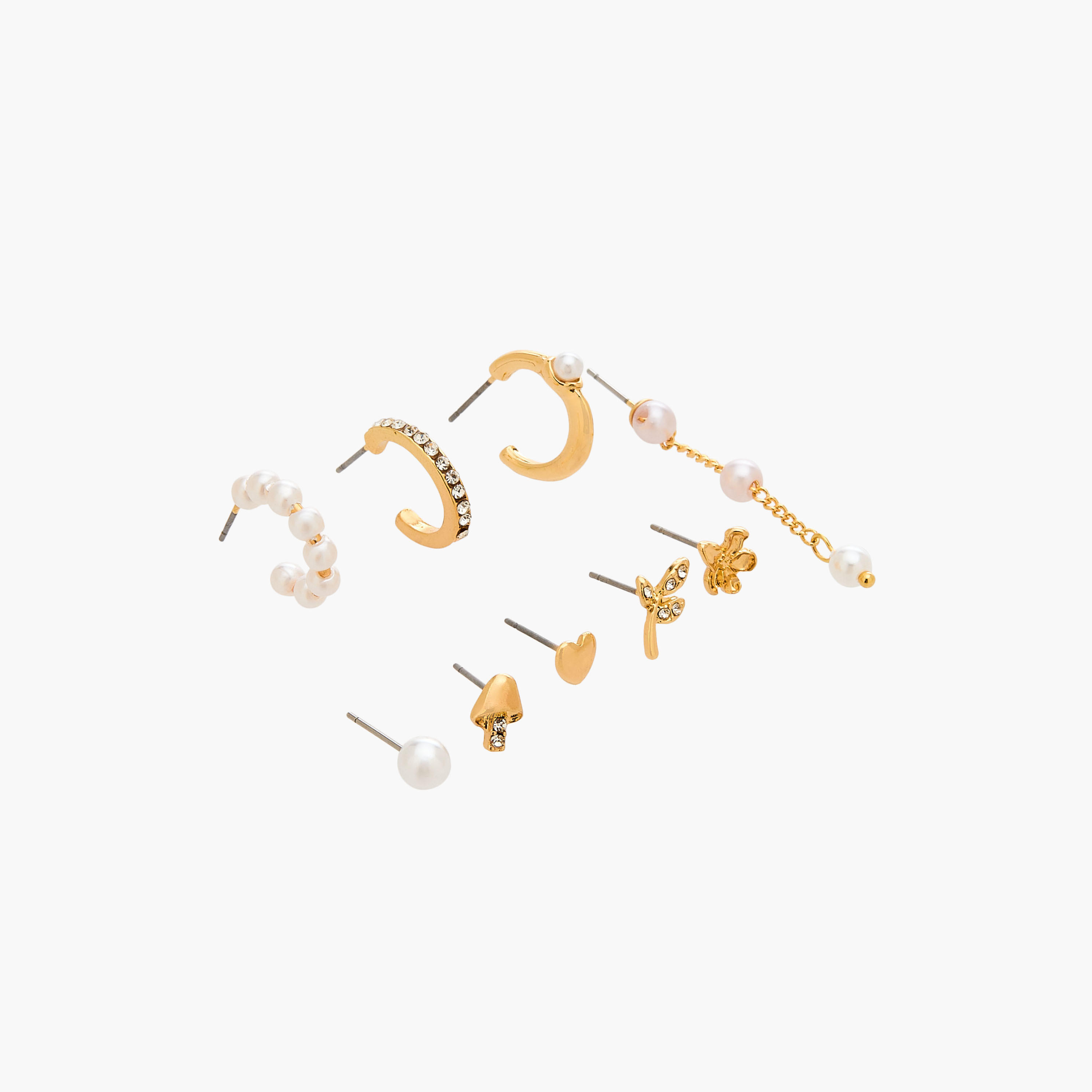 حلقان متنوعة بلون ذهبي بمكبس إغلاق من جلو - طقم 9 أزواج-women-watchesandjewellery-jewellery-earrings-image-2