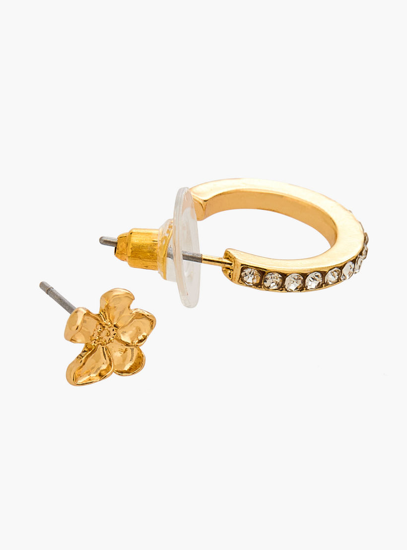 حلقان متنوعة بلون ذهبي بمكبس إغلاق من جلو - طقم 9 أزواج-women-watchesandjewellery-jewellery-earrings-image-4