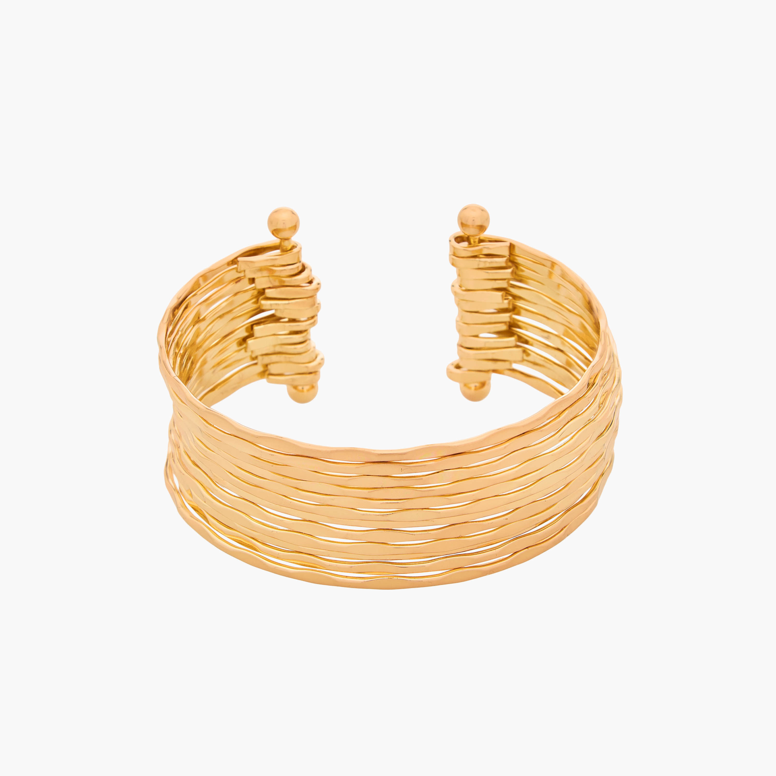 سوار مفتوح متعدد الطبقات بلون ذهبي-women-watchesandjewellery-jewellery-banglesandbracelets-image-1