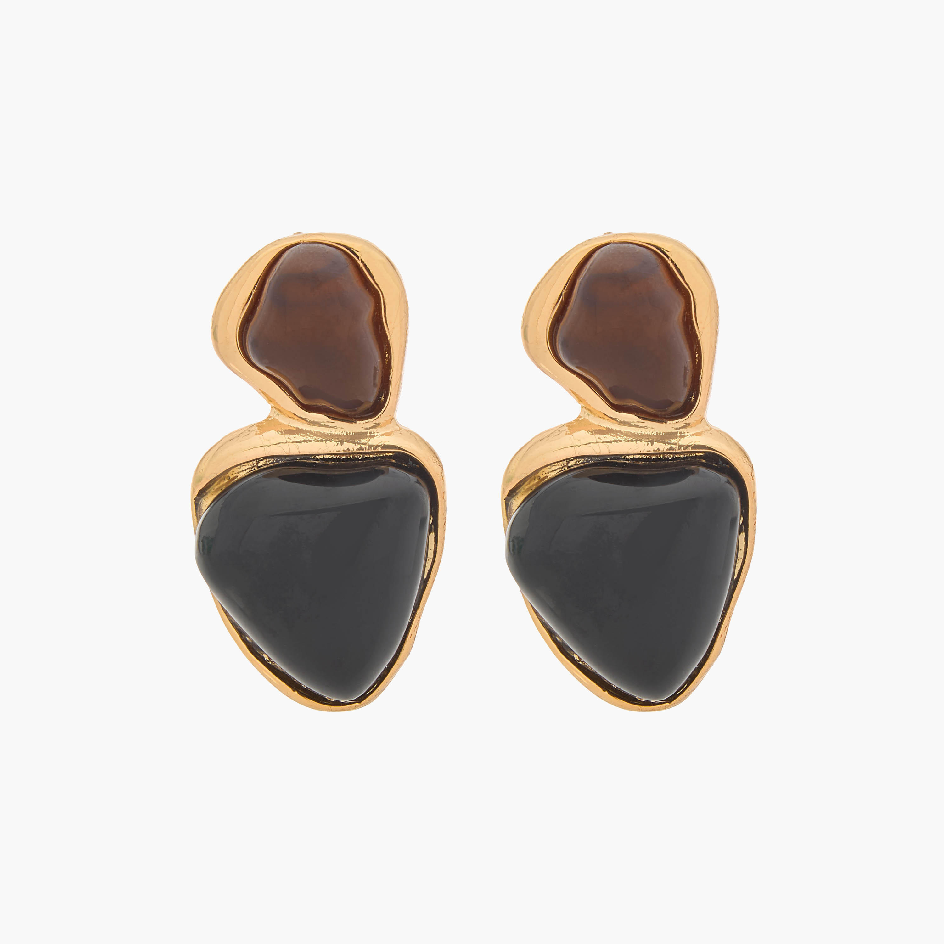 حلقان متدلية بلون ذهبي مع تفاصيل من الراتنج ومكبس إغلاق خلفي-women-watchesandjewellery-jewellery-earrings-image-1