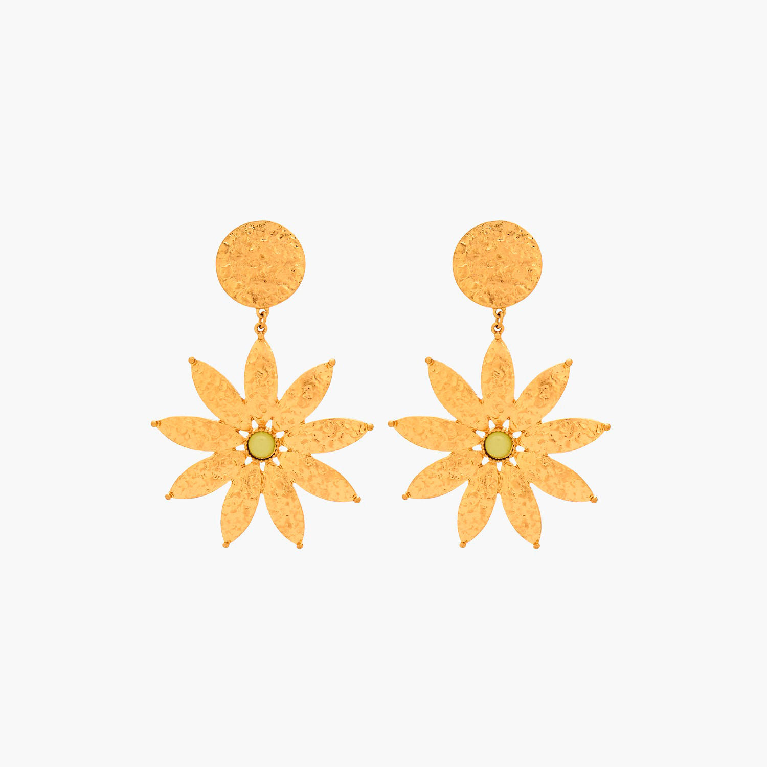 حلقان متدلية زهرية بلون ذهبي ومكبس إغلاق خلفيي-women-watchesandjewellery-jewellery-earrings-image-1