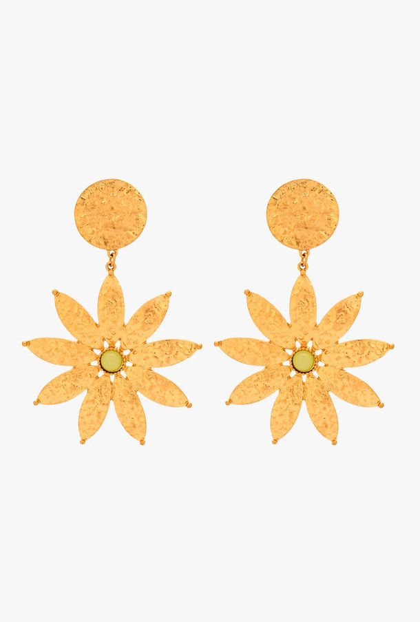 حلقان متدلية زهرية بلون ذهبي ومكبس إغلاق خلفيي-women-watchesandjewellery-jewellery-earrings-image-1