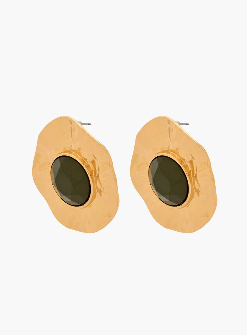 حلق دبوس مزين بلون ذهبي ومكبس إغلاق خلفي-women-watchesandjewellery-jewellery-earrings-image-2