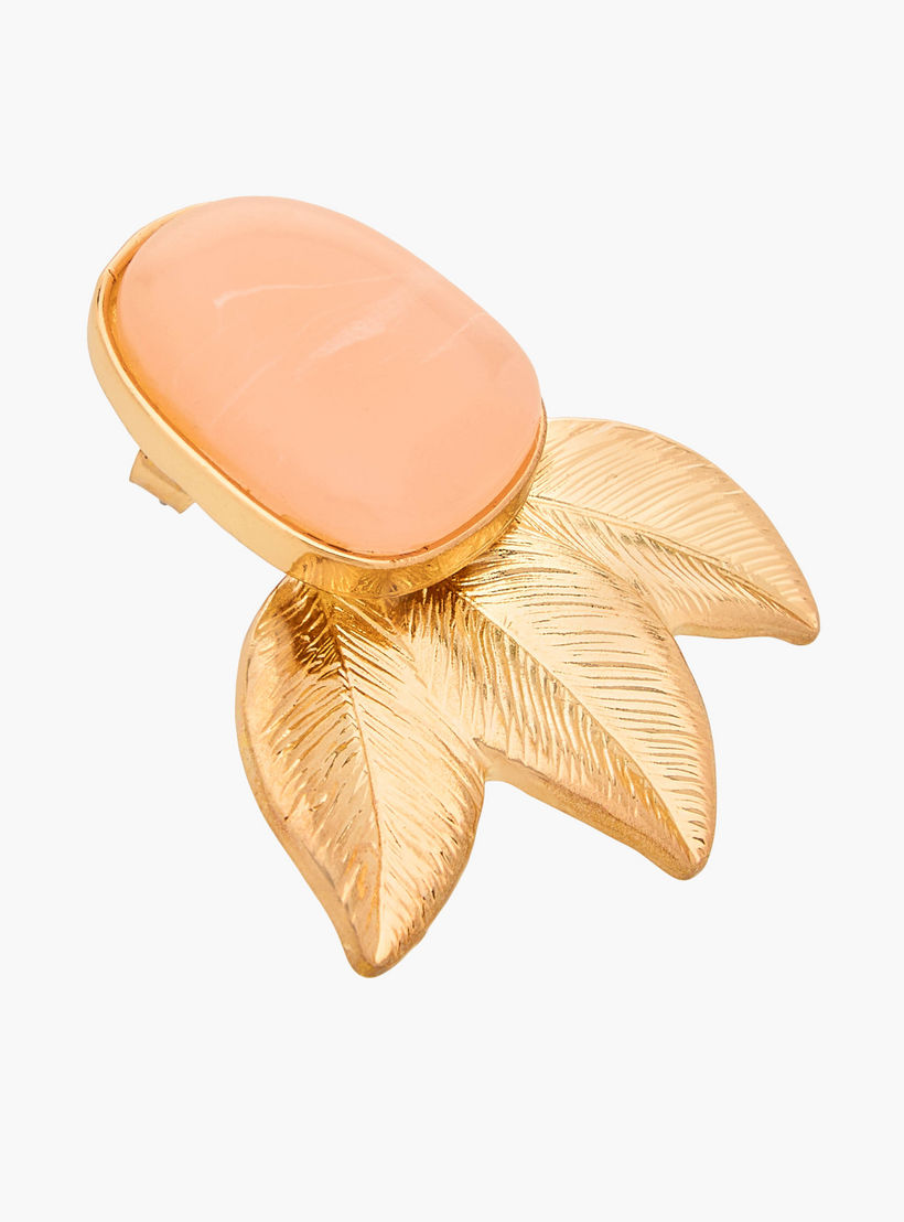 حلقان متدلية أوراق شجر باللون الذهبي مع مكبس إغلاق خلفي-women-watchesandjewellery-jewellery-earrings-image-3