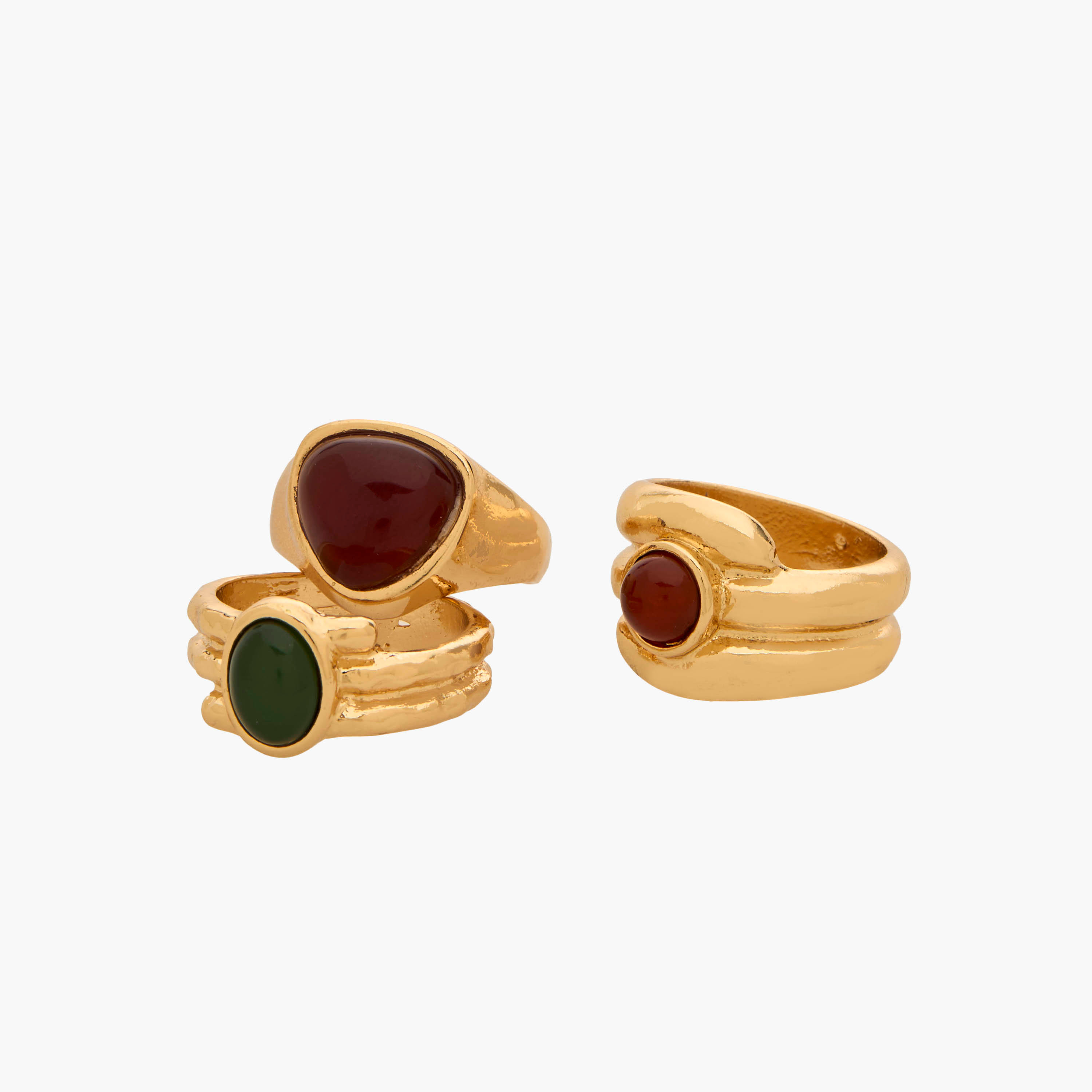 خواتم مزينة بلون ذهبي - طقم من 3 قطع-women-watchesandjewellery-jewellery-rings-image-2