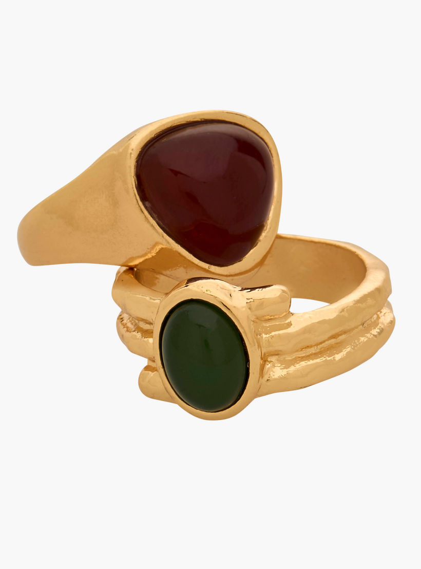 خواتم مزينة بلون ذهبي - طقم من 3 قطع-women-watchesandjewellery-jewellery-rings-image-3