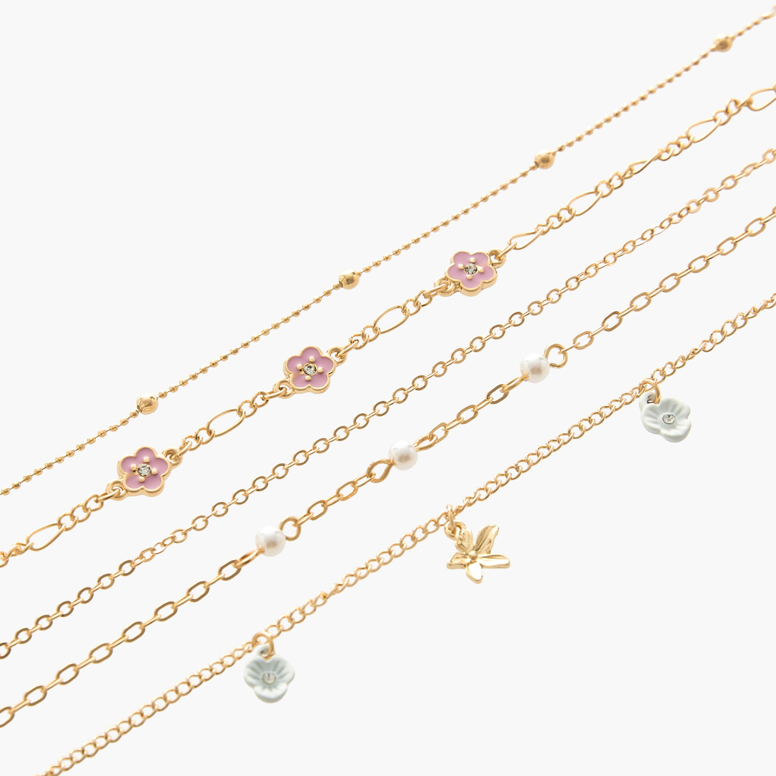 أساور بلون ذهبي ودلايات زهور - عبوة 5 قطع-women-watchesandjewellery-jewellery-banglesandbracelets-image-13