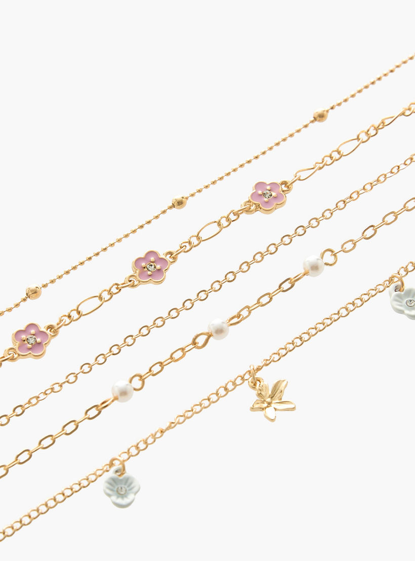 أساور بلون ذهبي ودلايات زهور - عبوة 5 قطع-women-watchesandjewellery-jewellery-banglesandbracelets-image-13