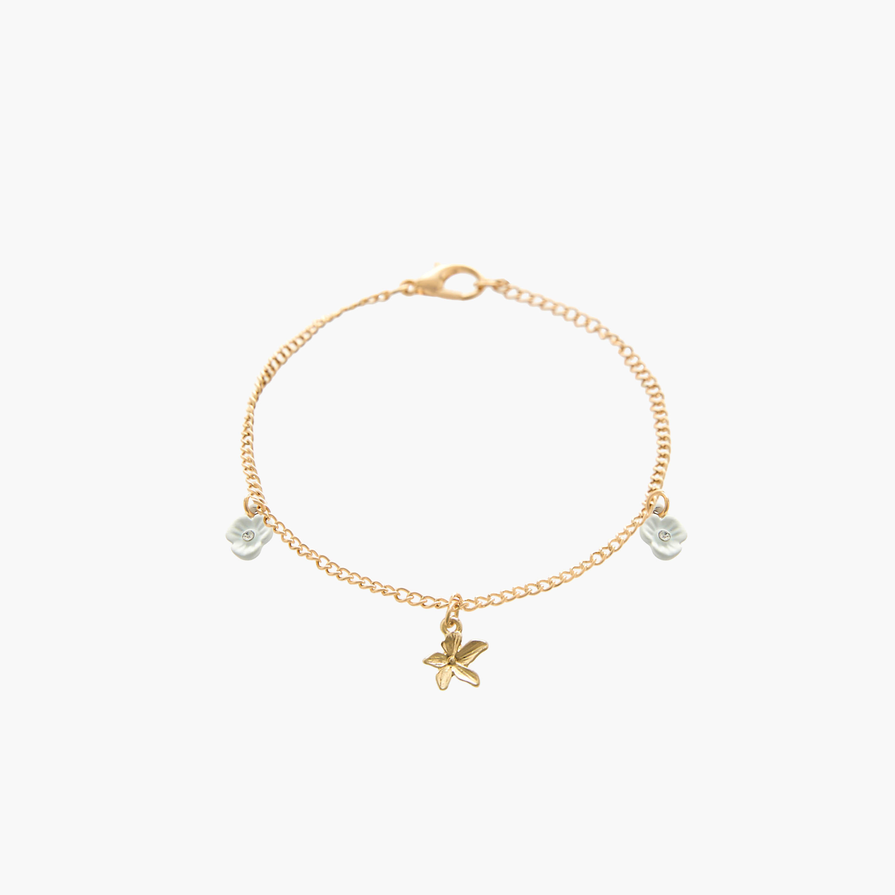 أساور بلون ذهبي ودلايات زهور - عبوة 5 قطع-women-watchesandjewellery-jewellery-banglesandbracelets-image-2