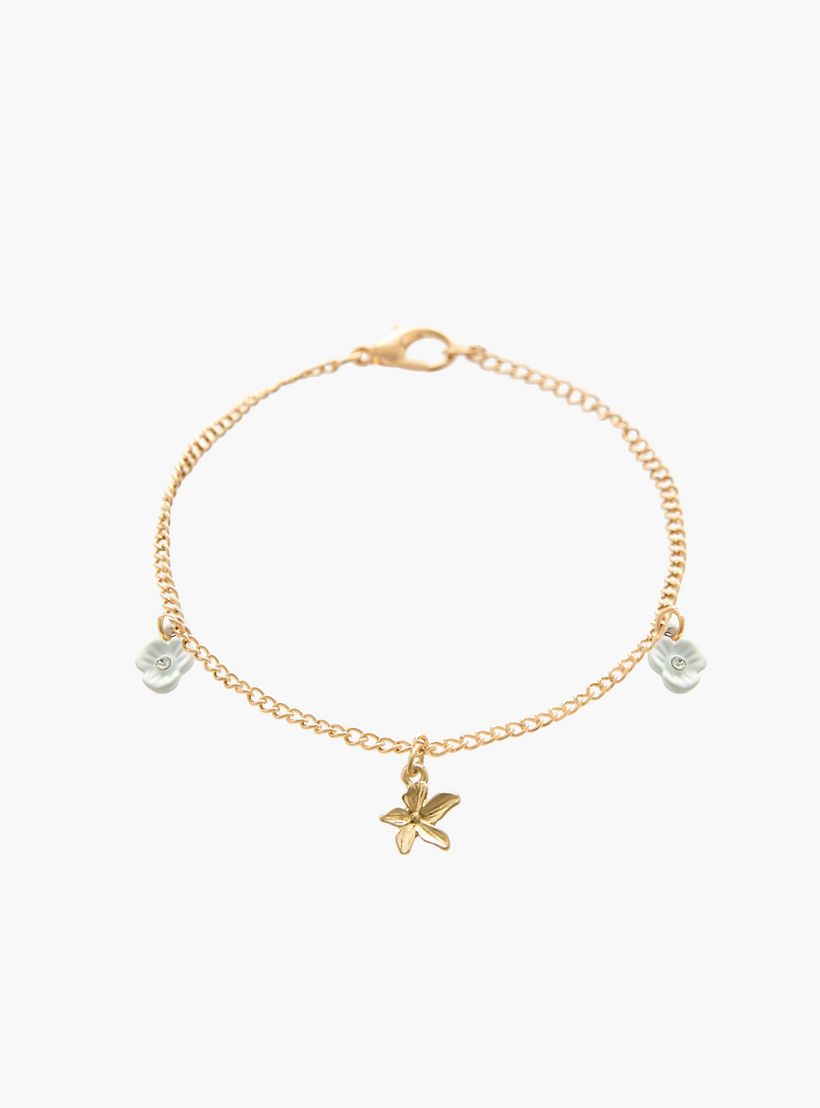 أساور بلون ذهبي ودلايات زهور - عبوة 5 قطع-women-watchesandjewellery-jewellery-banglesandbracelets-image-2