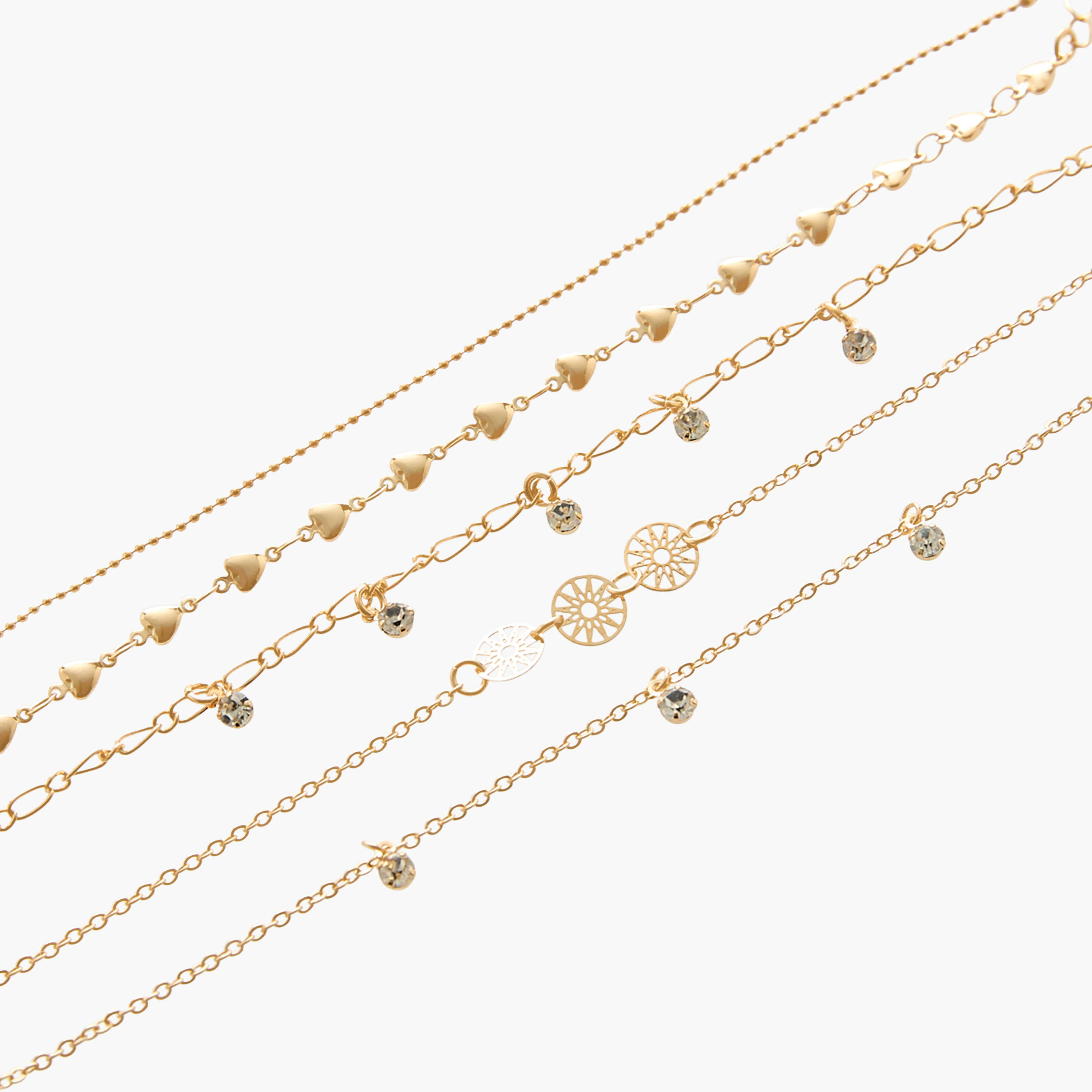أساور متنوعة بلون ذهبي - عبوة 5 قطع-women-watchesandjewellery-jewellery-banglesandbracelets-image-13