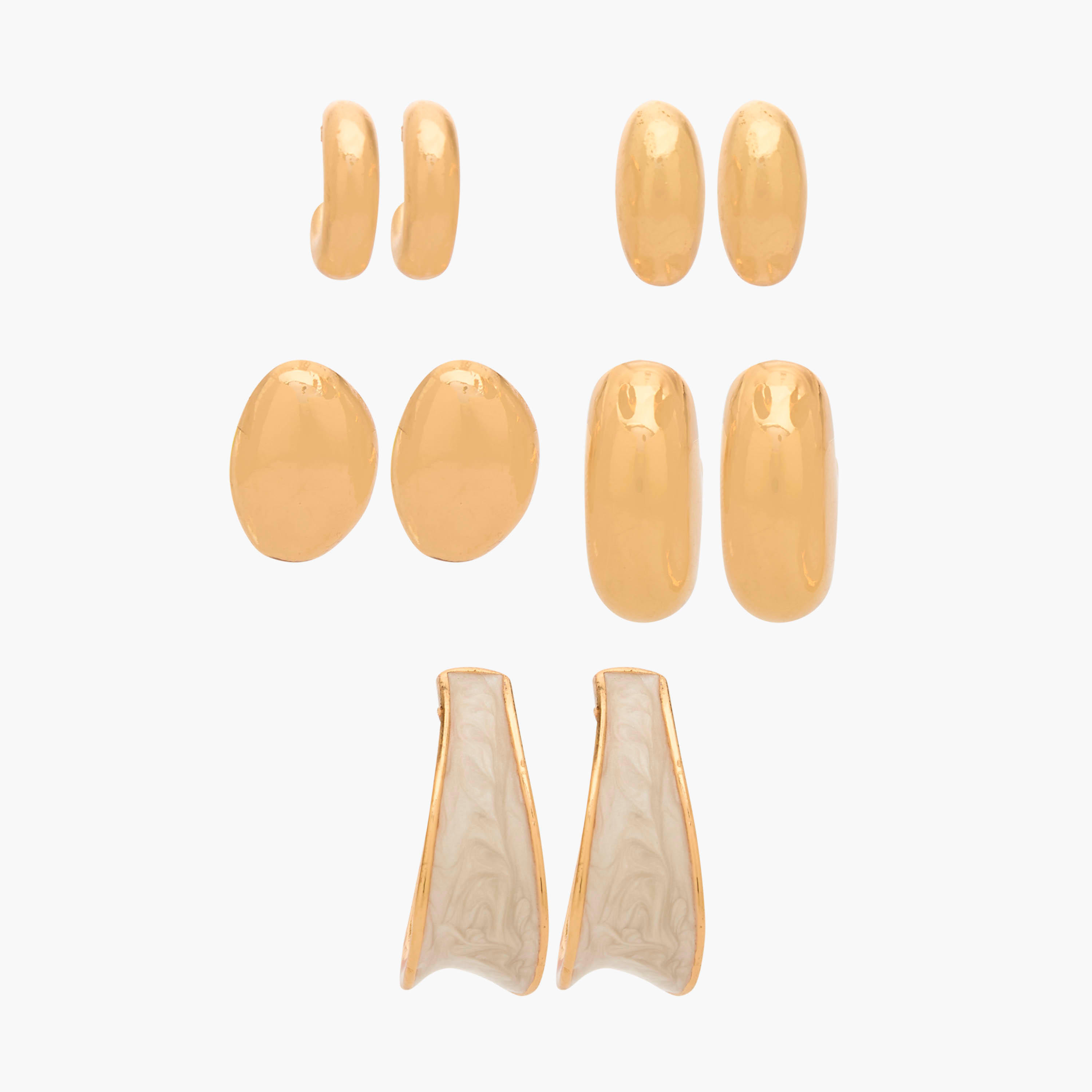 حلقان حلقية مطلية بالمينا مع إغلاق كبس - طقم 5 أزواج-women-watchesandjewellery-jewellery-earrings-image-1
