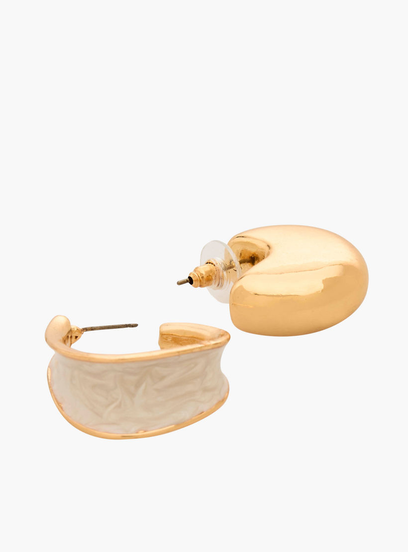 حلقان حلقية مطلية بالمينا مع إغلاق كبس - طقم 5 أزواج-women-watchesandjewellery-jewellery-earrings-image-4