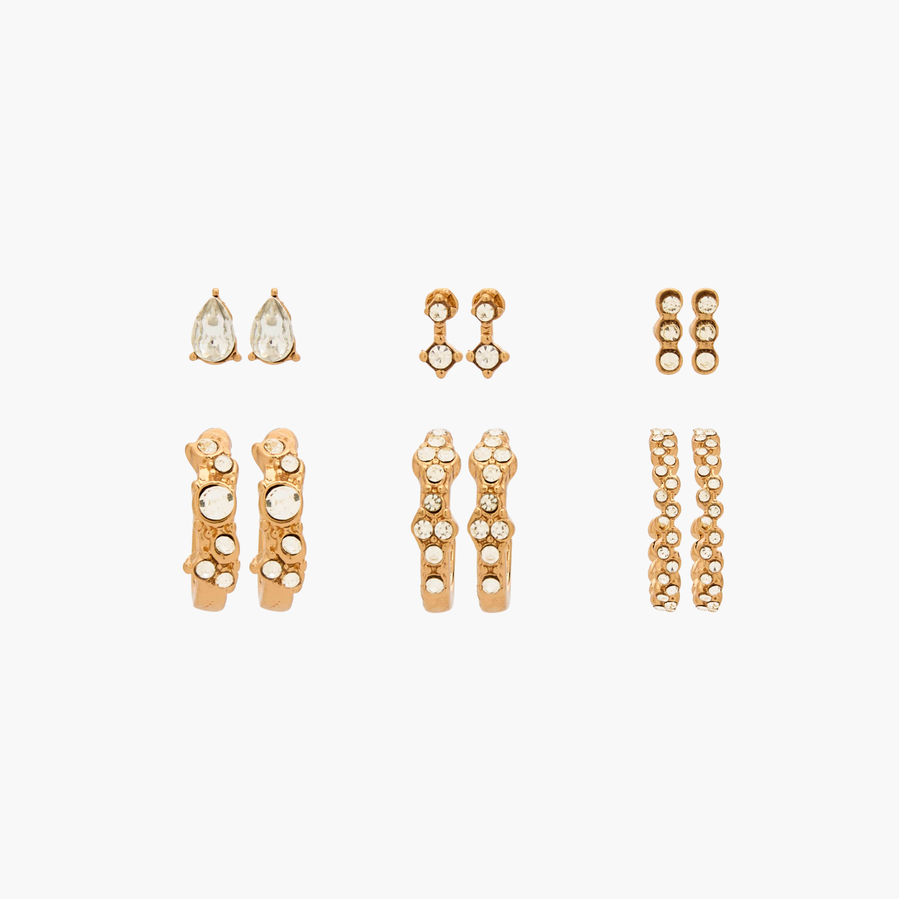 حلقان بلون ذهبي مع إغلاق كبس - طقم 6 أزواج-women-watchesandjewellery-jewellery-earrings-image-1