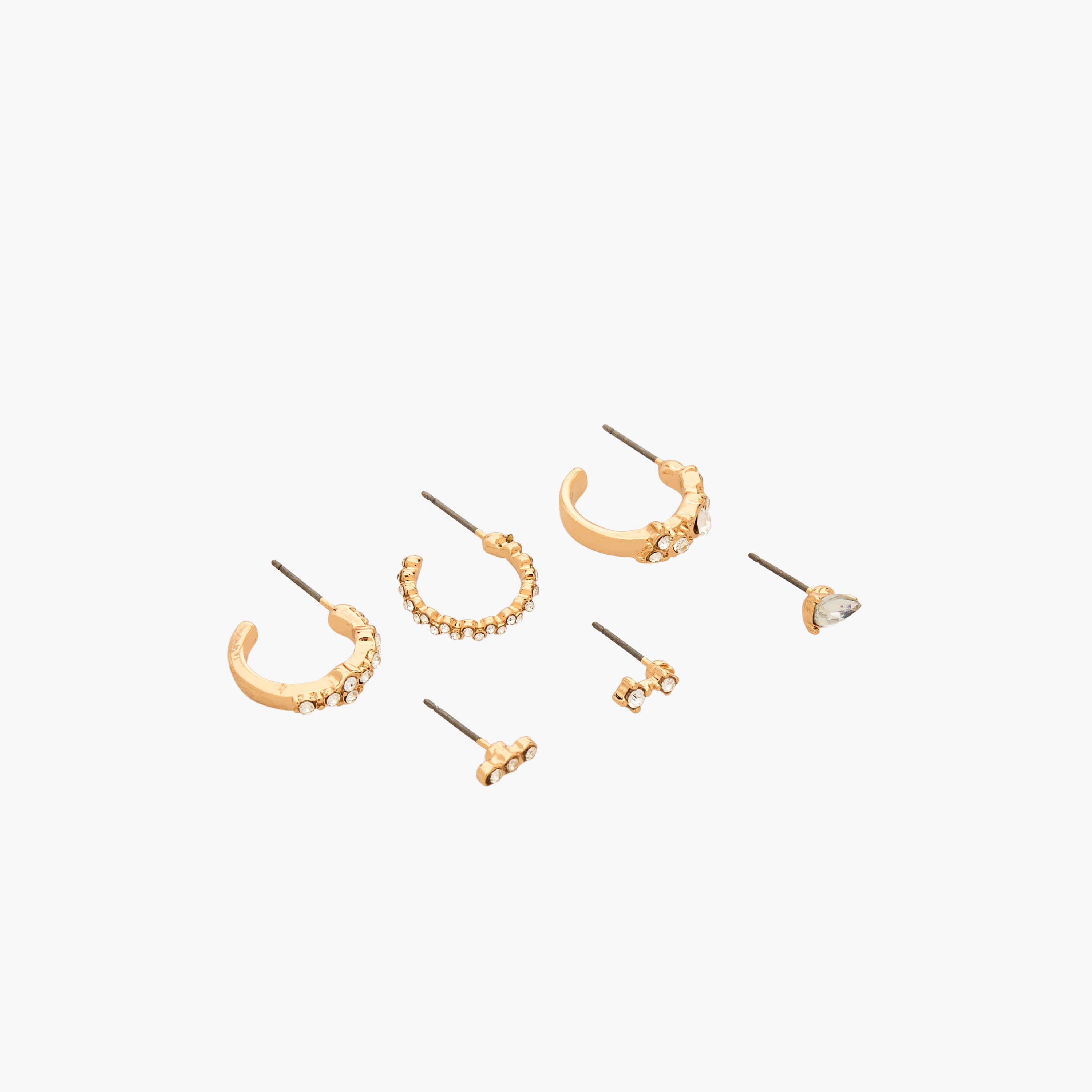 حلقان بلون ذهبي مع إغلاق كبس - طقم 6 أزواج-women-watchesandjewellery-jewellery-earrings-image-2