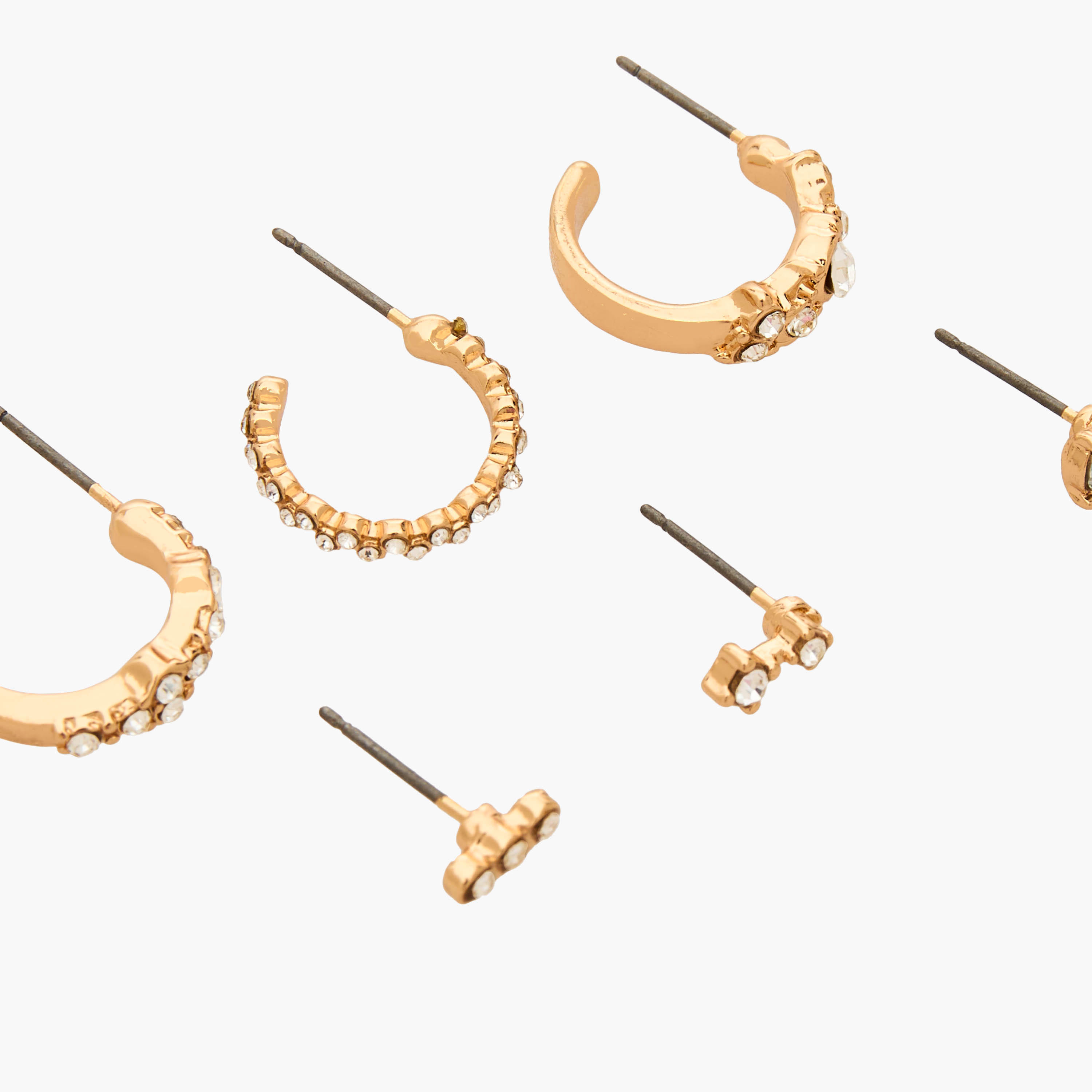 حلقان بلون ذهبي مع إغلاق كبس - طقم 6 أزواج-women-watchesandjewellery-jewellery-earrings-image-3