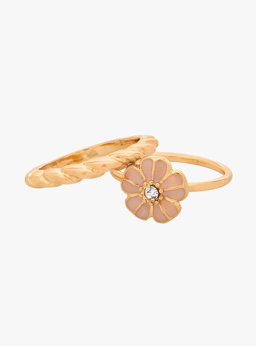 خواتم ذهبية اللون بتصاميم متنوعة - طقم من 8 قطع-women-watchesandjewellery-jewellery-rings-image-2
