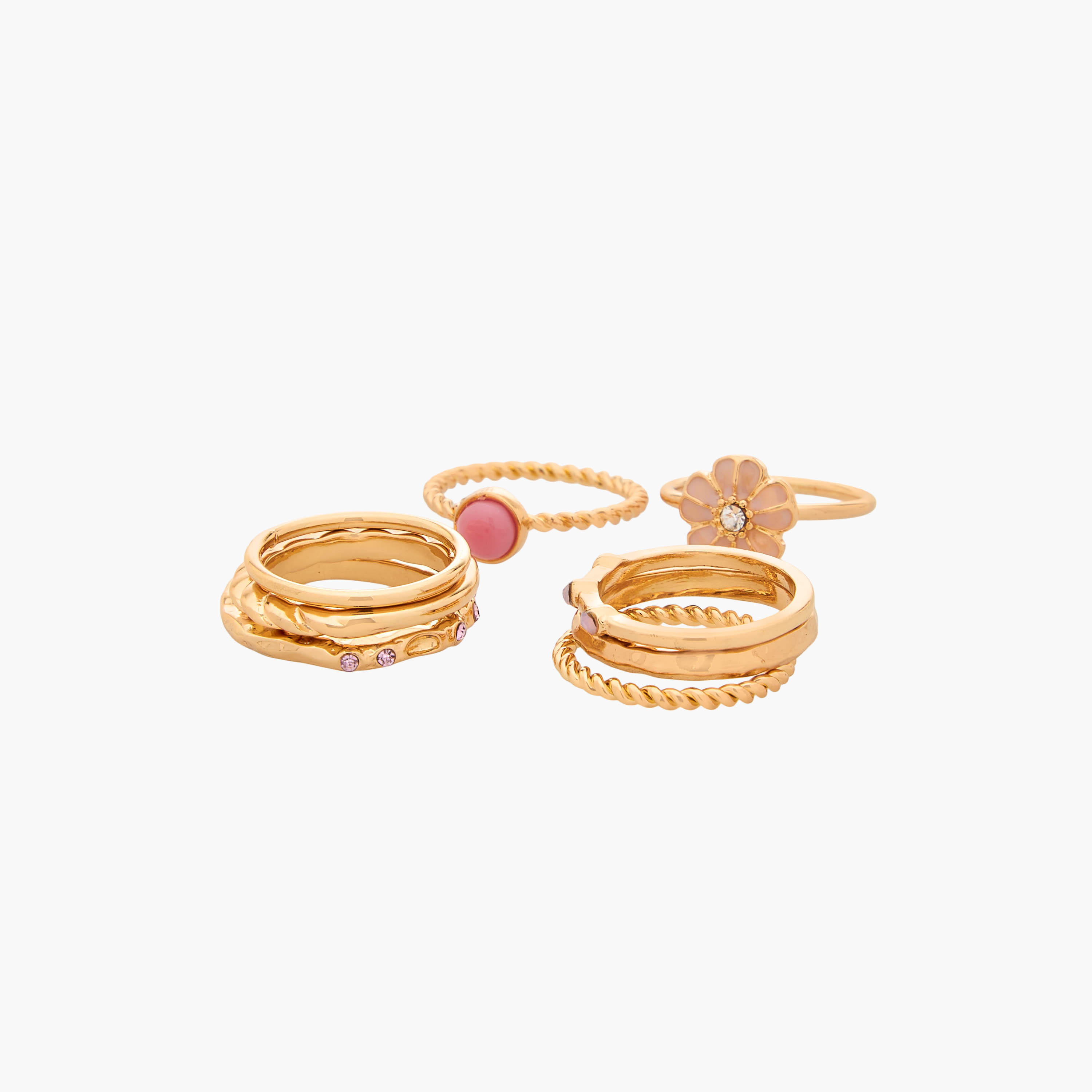 خواتم ذهبية اللون بتصاميم متنوعة - طقم من 8 قطع-women-watchesandjewellery-jewellery-rings-image-3
