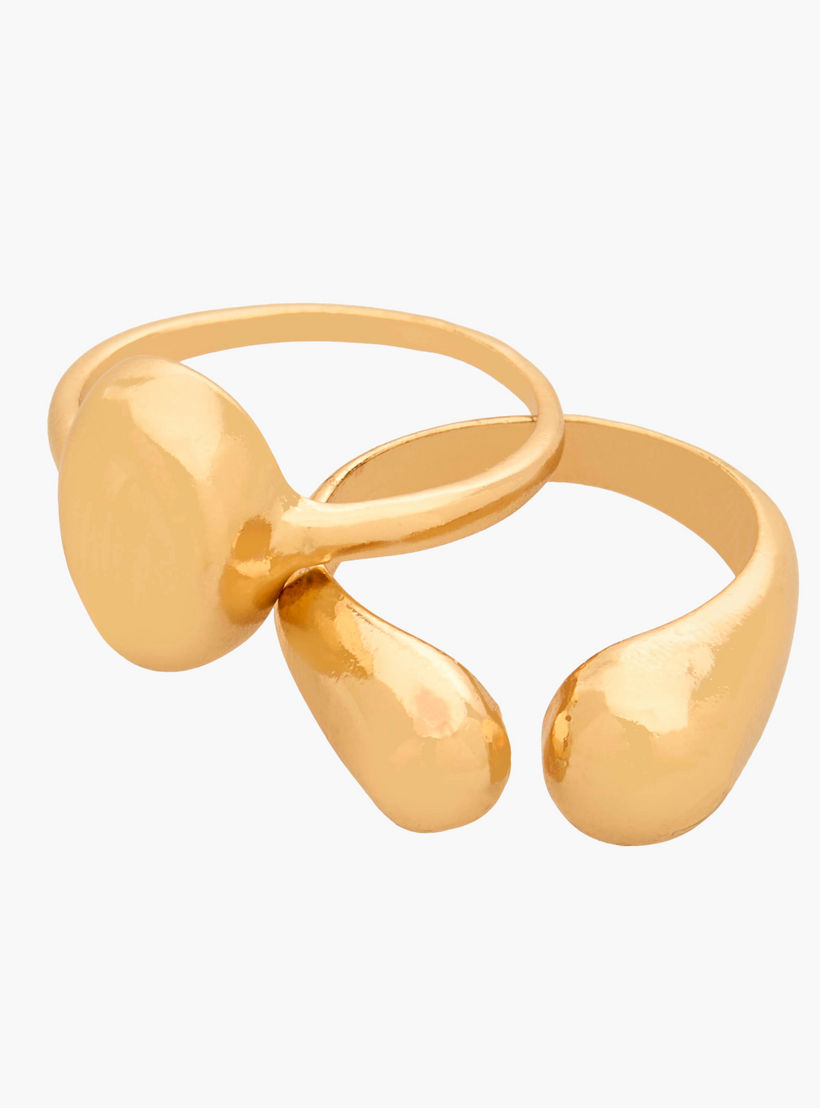 خواتم قابلة للتكديس بلون ذهبي وتفاصيل مزينة - طقم من 8 قطع-women-watchesandjewellery-jewellery-rings-image-3