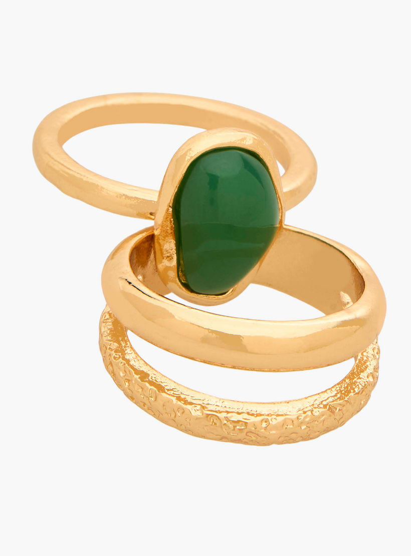 خواتم راتنج بلون ذهبي وتفاصيل مزينة من جلو - طقم من 8 قطع-women-watchesandjewellery-jewellery-rings-image-3