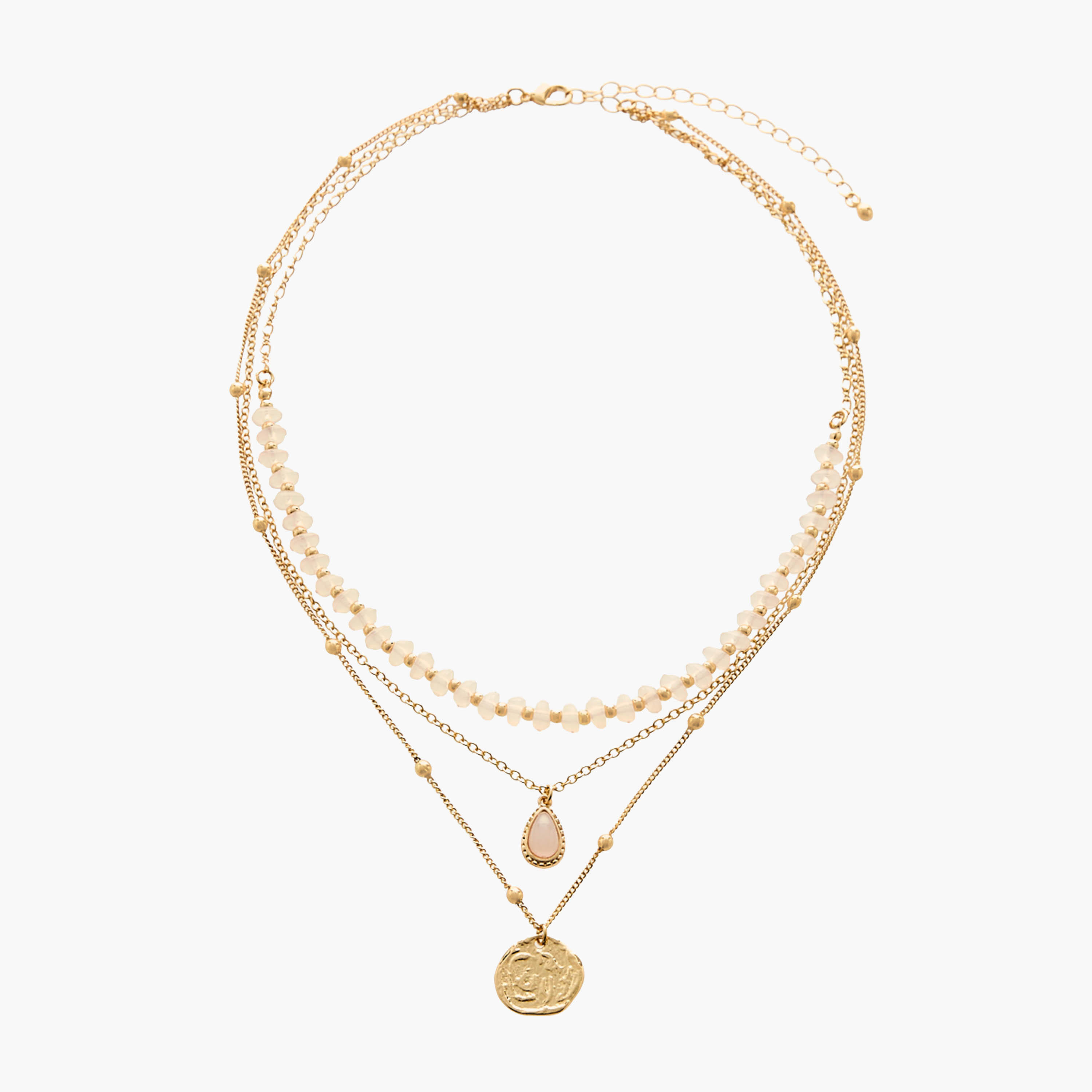 عقد متعدد الطبقات بلون ذهبي مع تعليقة عملة-women-watchesandjewellery-jewellery-necklacesandpendants-image-1
