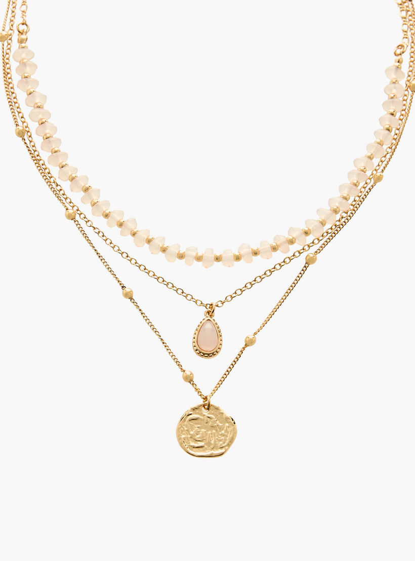 عقد متعدد الطبقات بلون ذهبي مع تعليقة عملة-women-watchesandjewellery-jewellery-necklacesandpendants-image-2