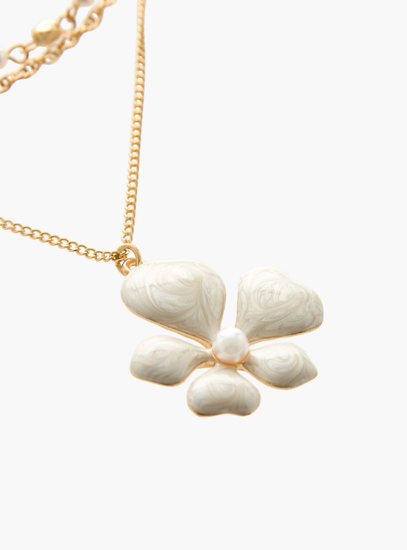 عقد متعدد الطبقات بلون ذهبي ودلاية زهرة بطلاء المينا-women-watchesandjewellery-jewellery-necklacesandpendants-image-4
