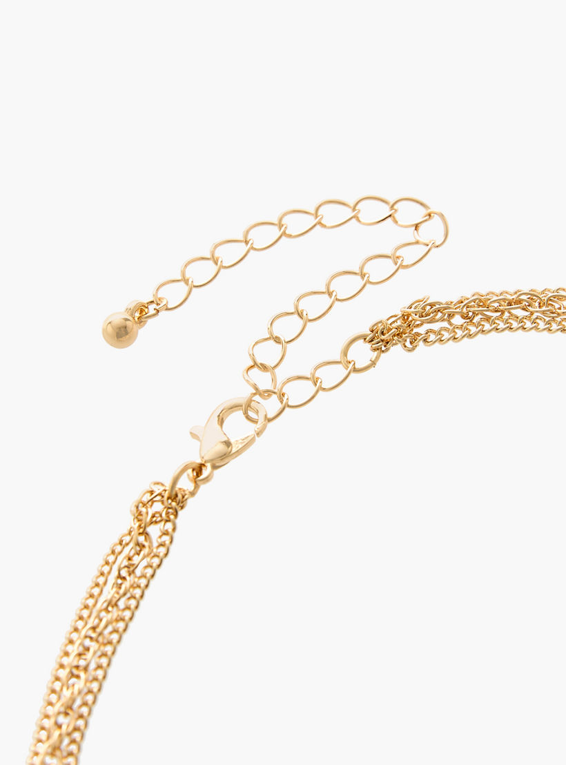 عقد متعدد الطبقات بلون ذهبي ودلاية زهرة بطلاء المينا-women-watchesandjewellery-jewellery-necklacesandpendants-image-5