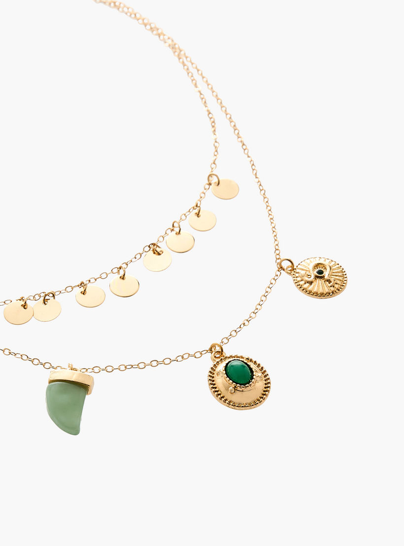 عقد بلون ذهبي متعدد الطبقات مع دلايات-women-watchesandjewellery-jewellery-necklacesandpendants-image-3
