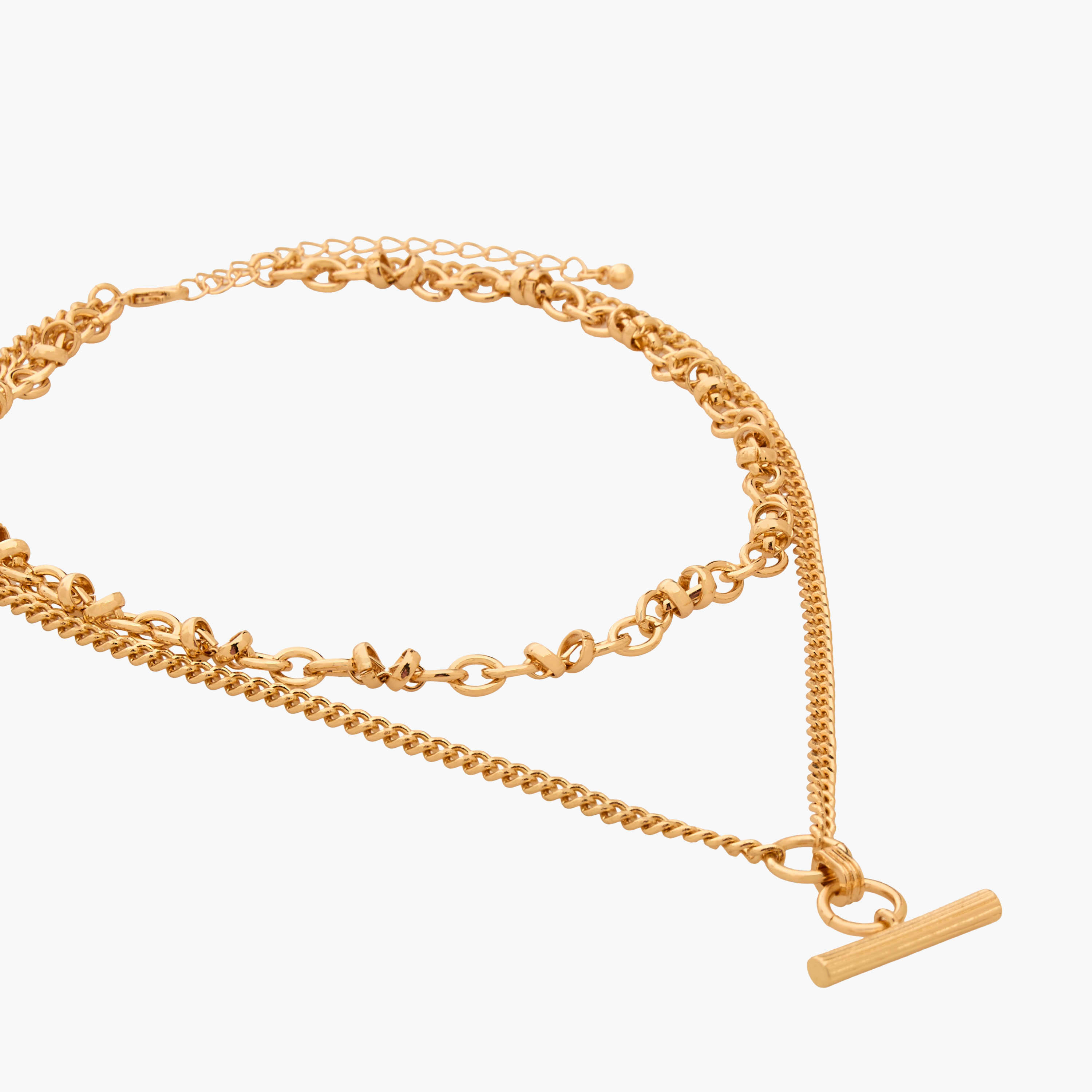 Gold Tone 2-Layer T-Bar Necklace-women-watchesandjewellery-jewellery-necklacesandpendants-image-3