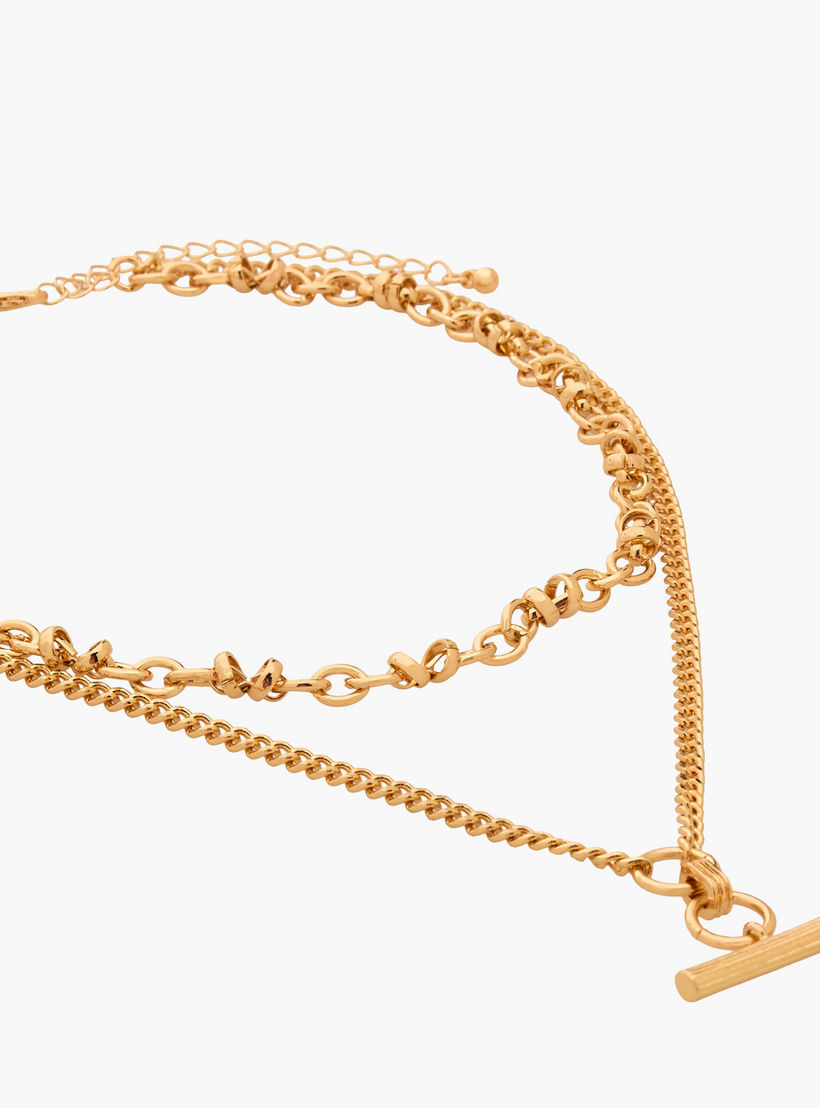 Gold Tone 2-Layer T-Bar Necklace-women-watchesandjewellery-jewellery-necklacesandpendants-image-3