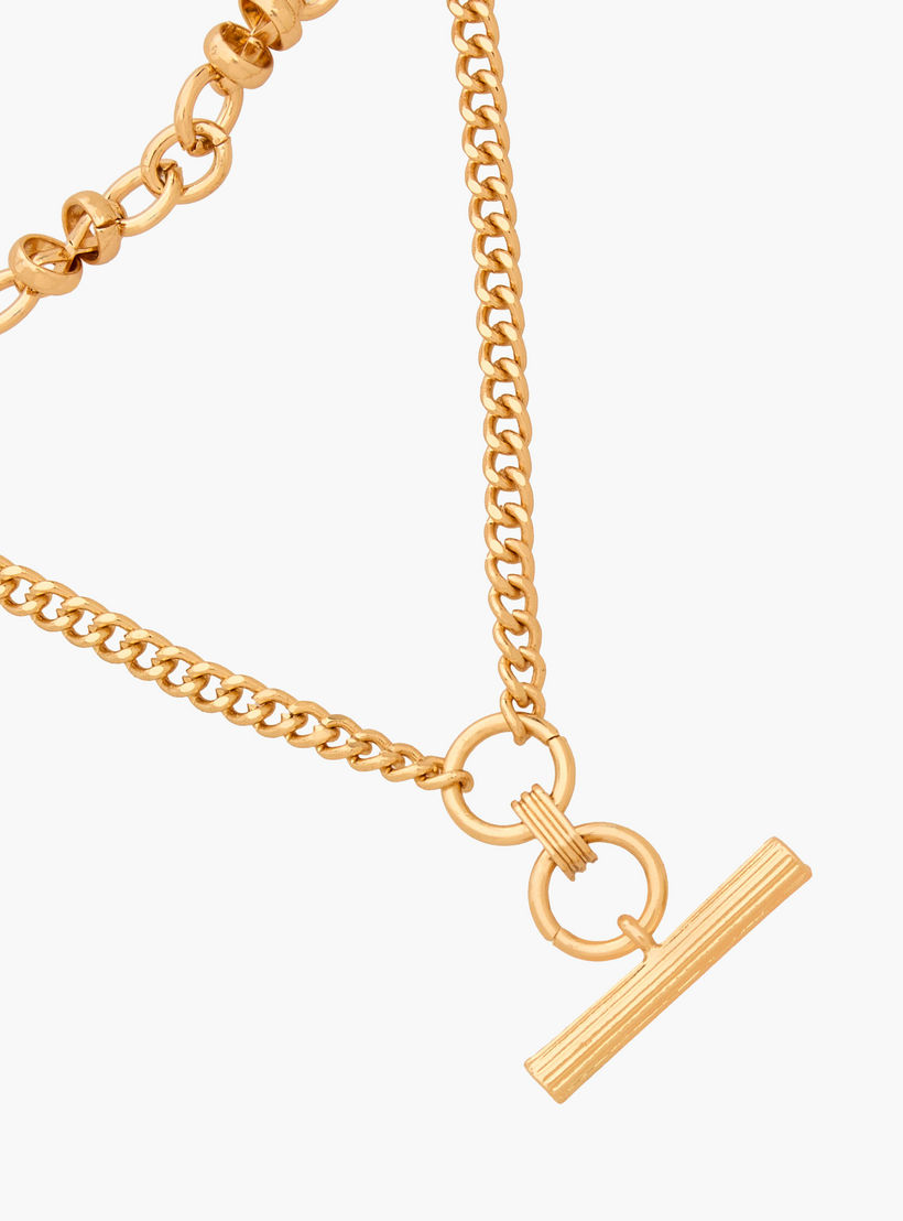 Gold Tone 2-Layer T-Bar Necklace-women-watchesandjewellery-jewellery-necklacesandpendants-image-4