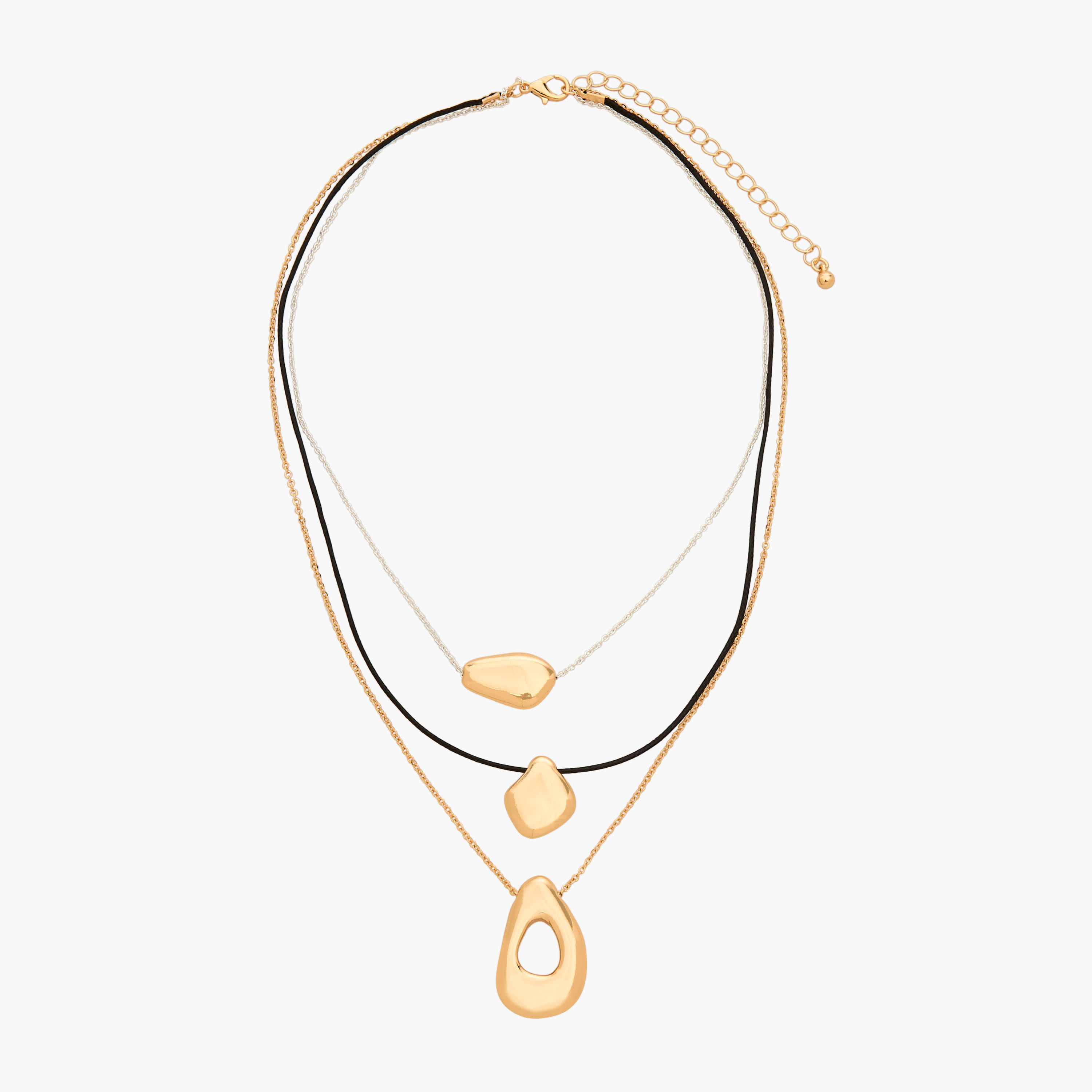 Metallic 3-Layer Corded Orb Necklace-women-watchesandjewellery-jewellery-necklacesandpendants-image-1