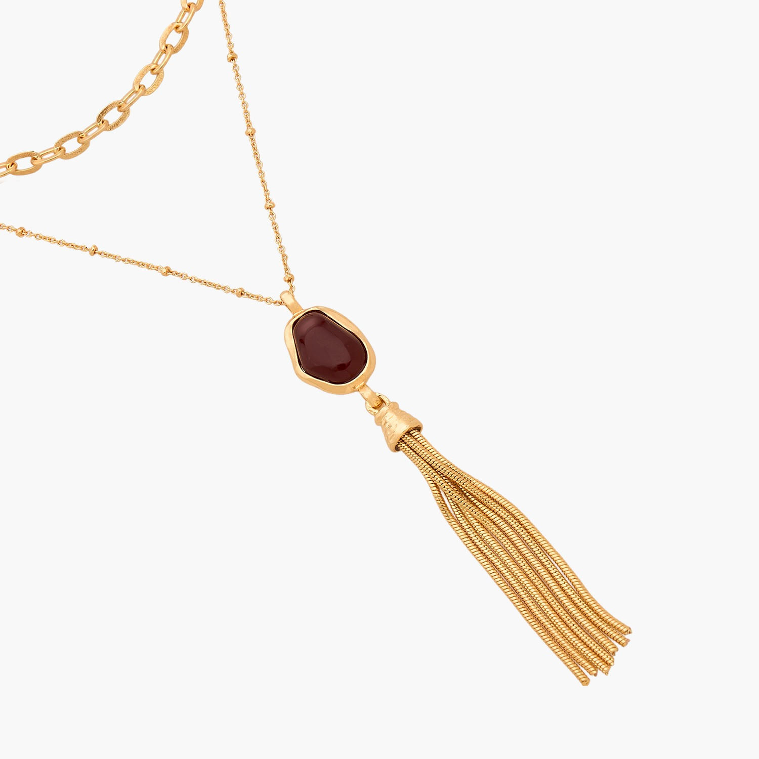 Gold Tone Layered Necklace with Tassel Pendant-women-watchesandjewellery-jewellery-necklacesandpendants-image-3