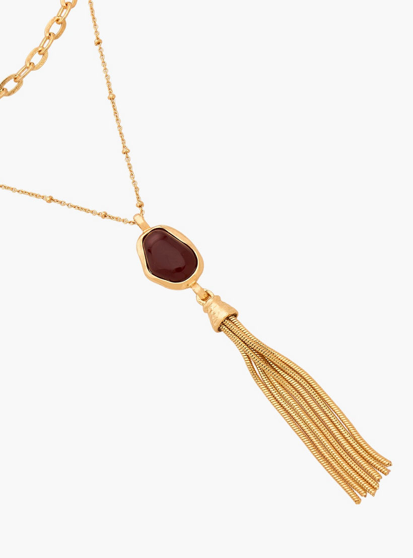 Gold Tone Layered Necklace with Tassel Pendant-women-watchesandjewellery-jewellery-necklacesandpendants-image-3