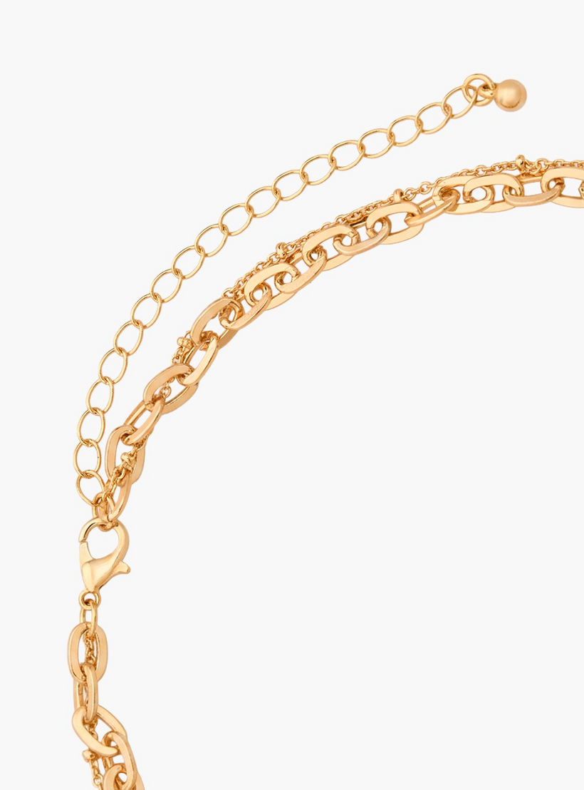Gold Tone Layered Necklace with Tassel Pendant-women-watchesandjewellery-jewellery-necklacesandpendants-image-4