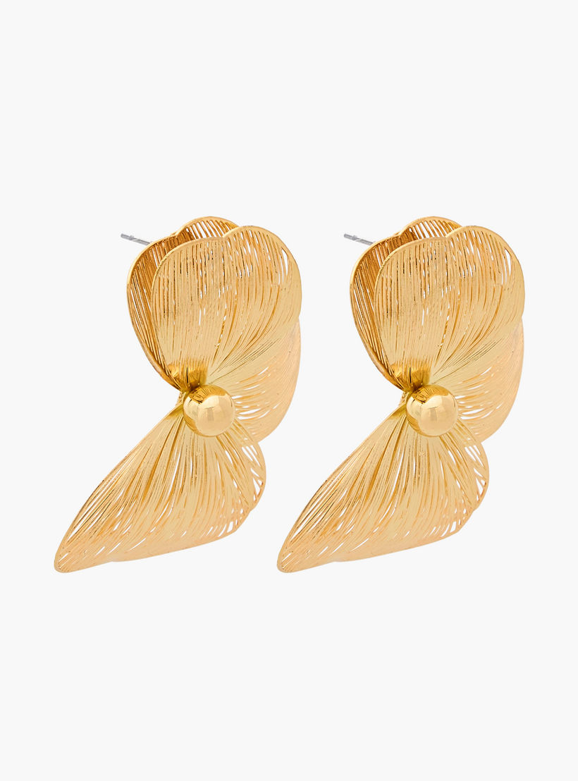 حلقان زهرة باللون الذهبي بمكبس إغلاق خلفي-women-watchesandjewellery-jewellery-earrings-image-2