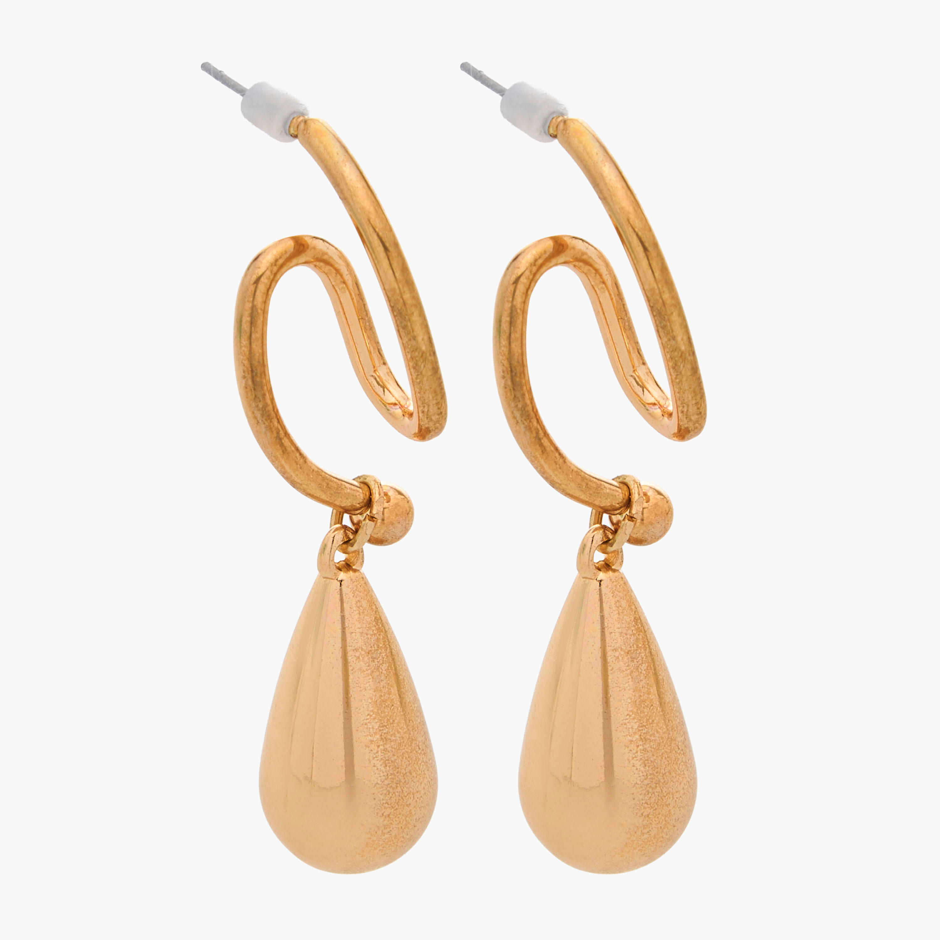 حلقان دمعة باللون الذهبي بمكبس إغلاق خلفي-women-watchesandjewellery-jewellery-earrings-image-2
