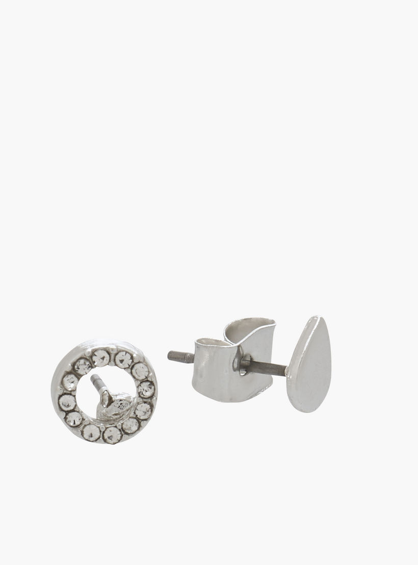 طقم حلقان مثبتة باللون الفضي مع قفل خلفي ضاغط - 20 زوج-women-watchesandjewellery-jewellery-earrings-image-4