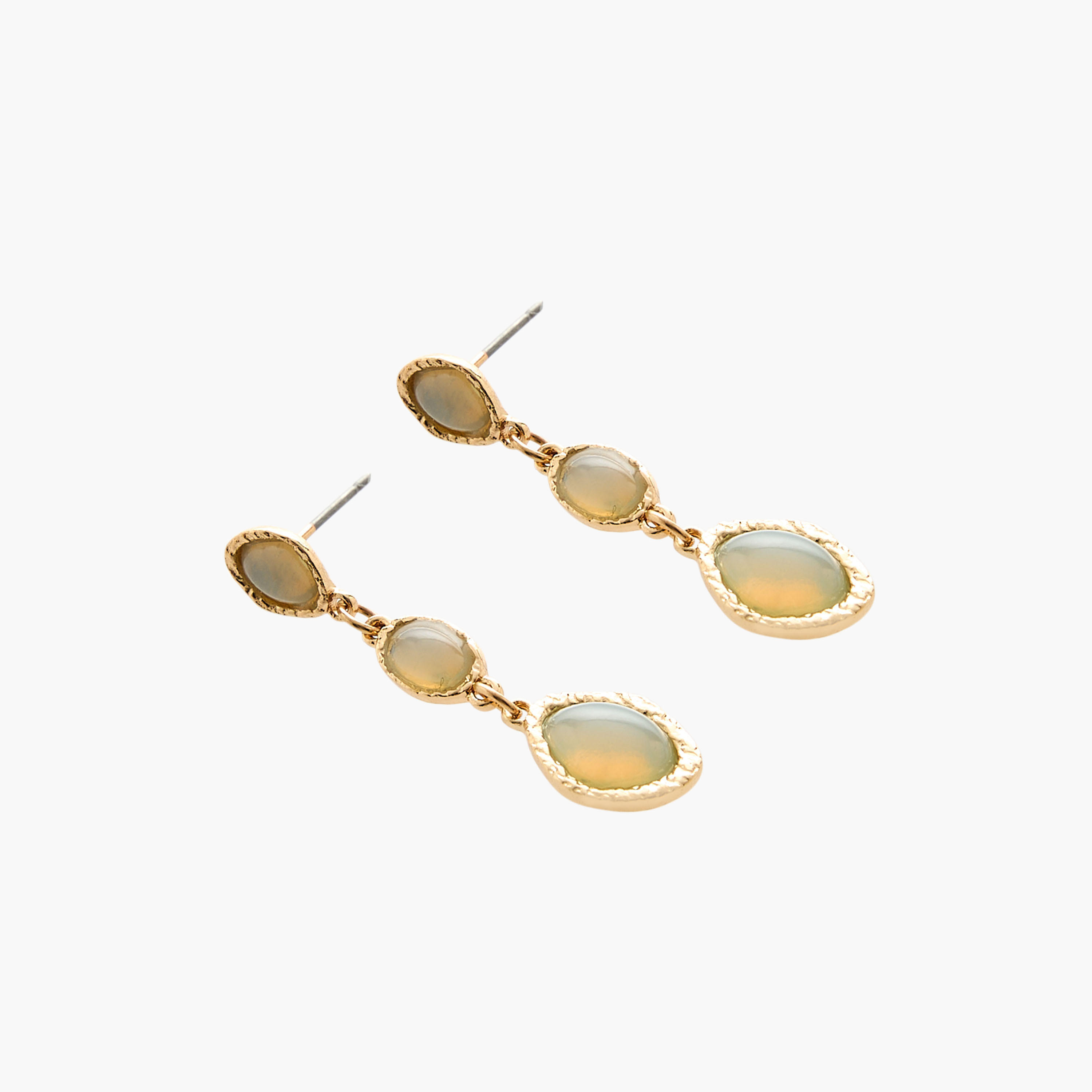 حلقان حجرية بلون ذهبي مع إغلاق كبس - طقم 3 أزواج-women-watchesandjewellery-jewellery-earrings-image-2