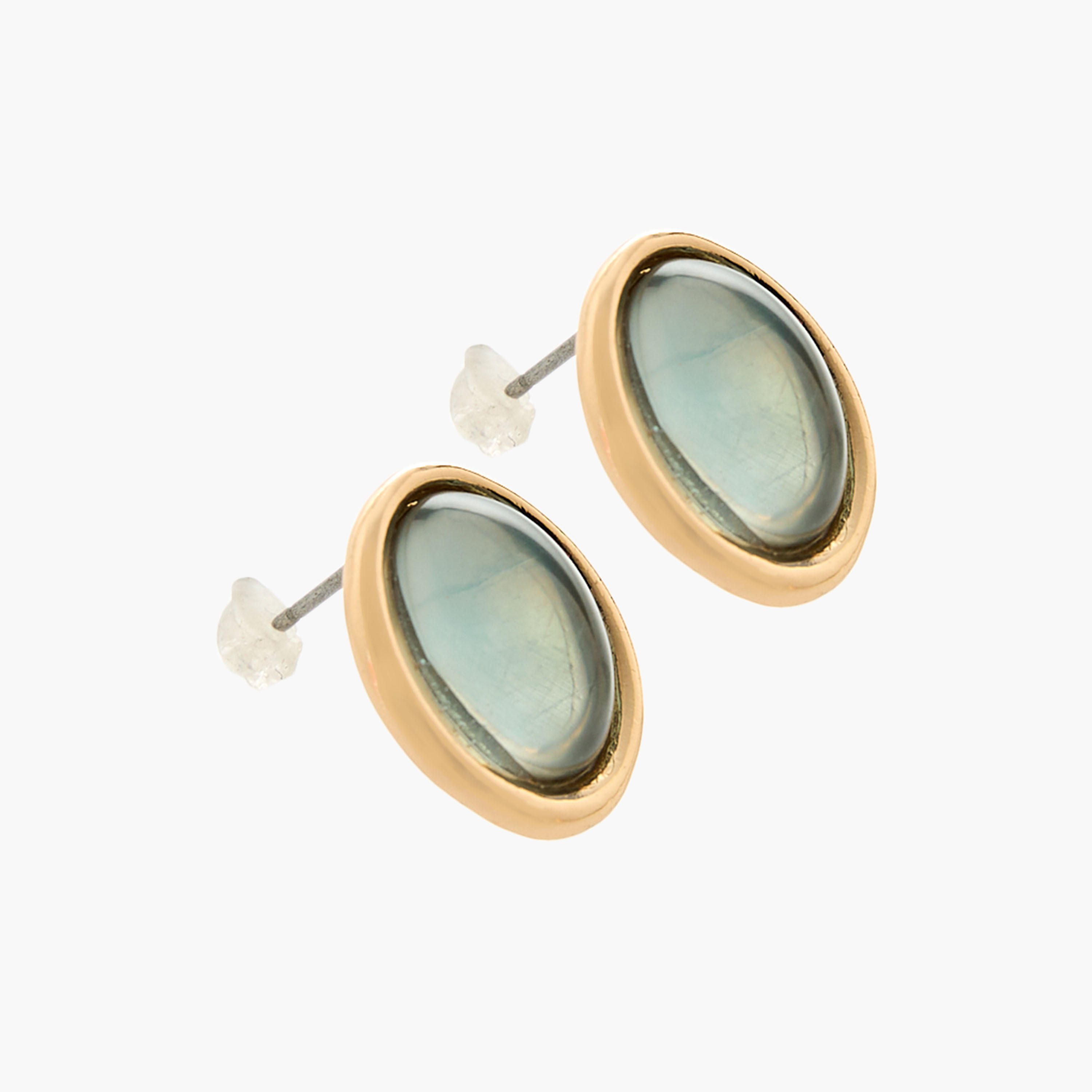 حلقان حجرية بلون ذهبي مع إغلاق كبس - طقم 3 أزواج-women-watchesandjewellery-jewellery-earrings-image-4