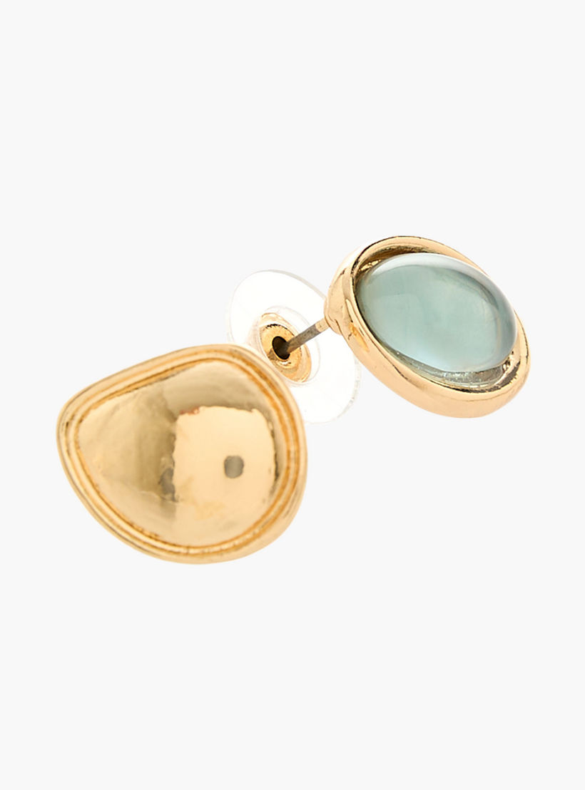حلقان حجرية بلون ذهبي مع إغلاق كبس - طقم 3 أزواج-women-watchesandjewellery-jewellery-earrings-image-5