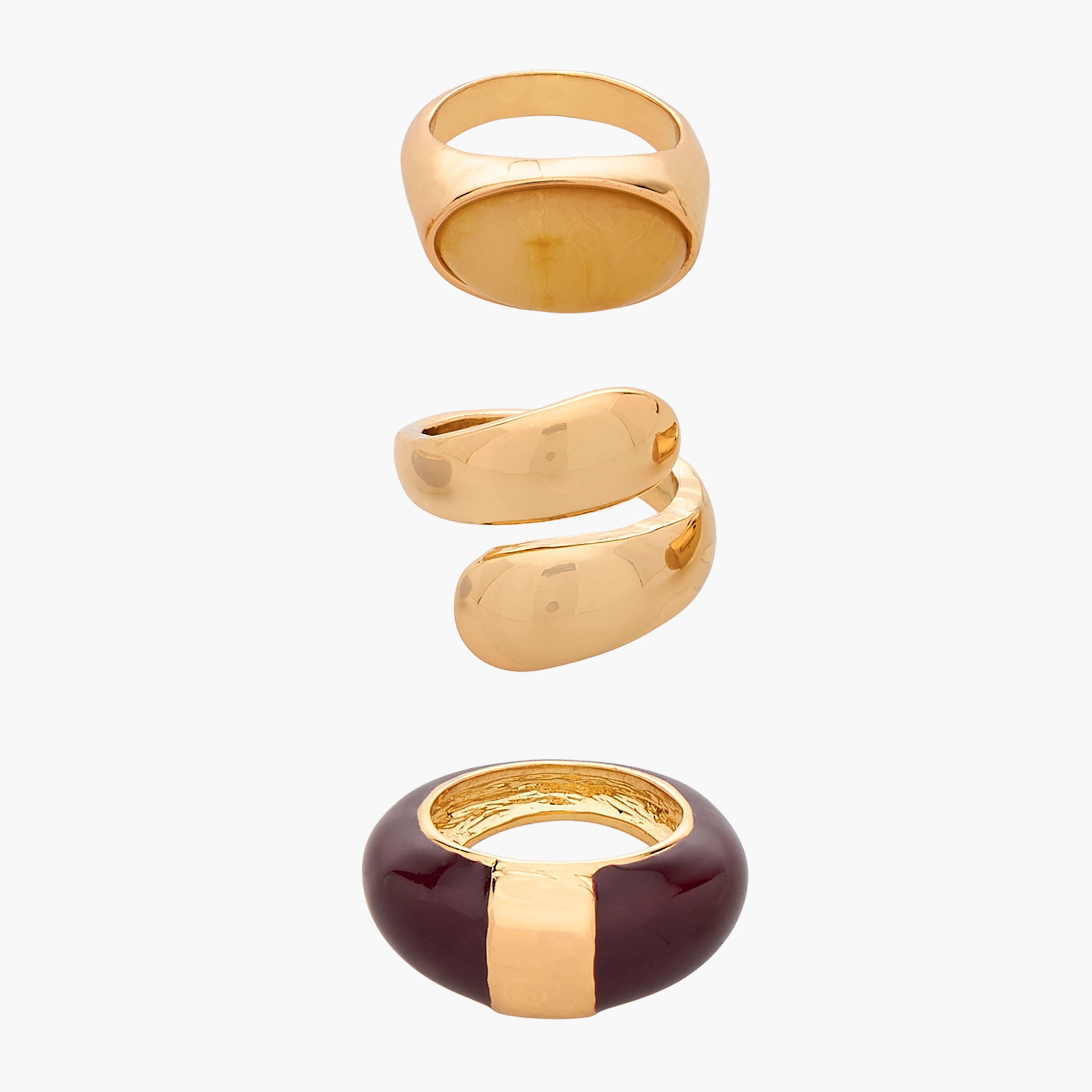 Set of 3 - Gold Tone Ring with Assorted Design-women-watchesandjewellery-jewellery-rings-image-1