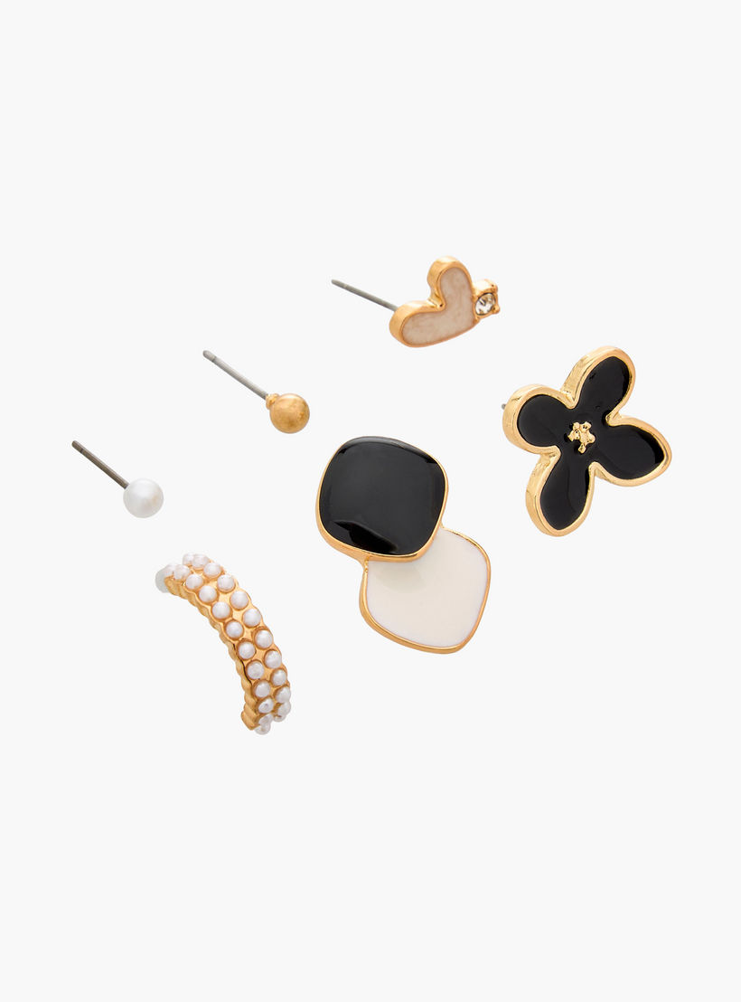 Pack of 6 Gold Tone Assorted Earrings with Pushback Closure-women-watchesandjewellery-jewellery-earrings-image-3