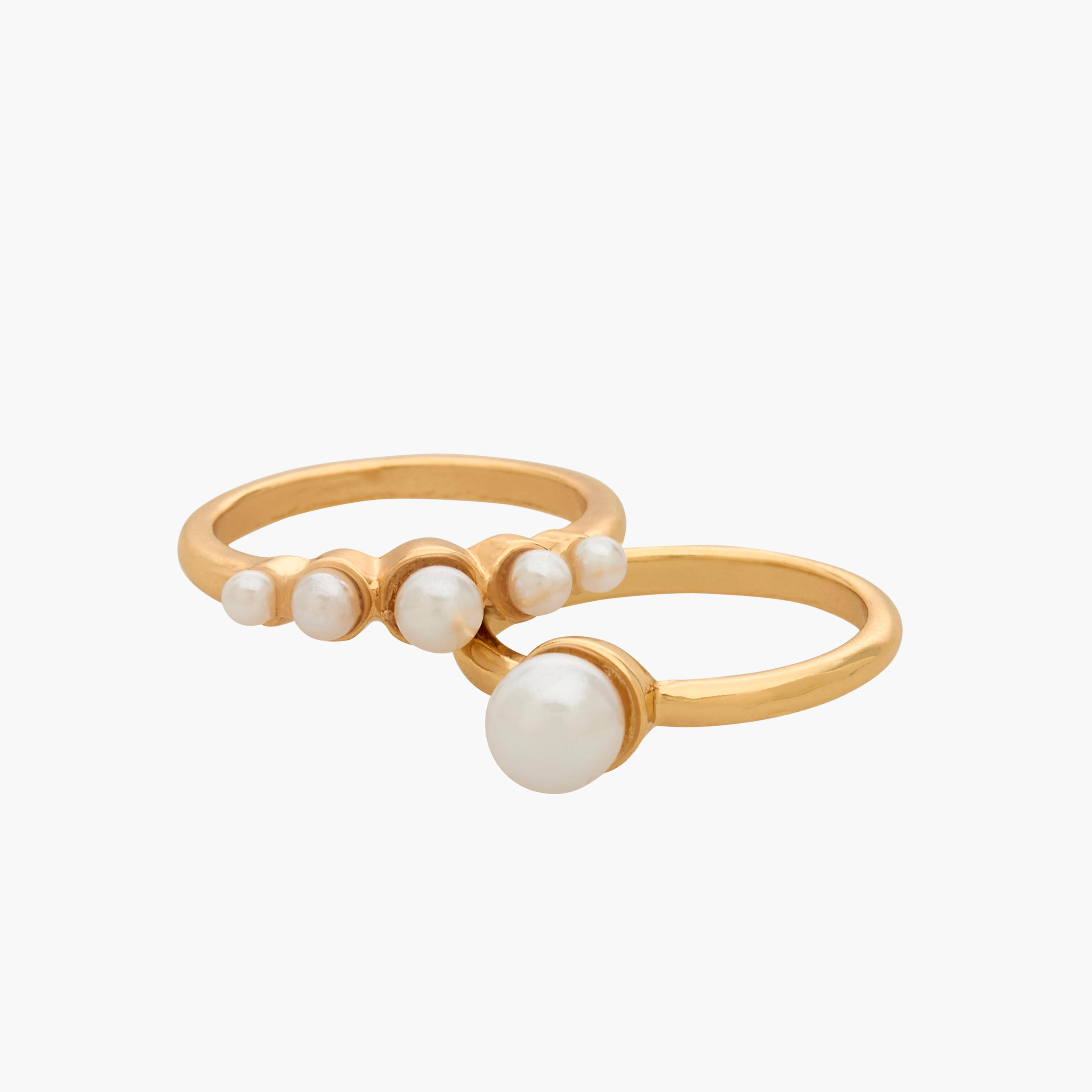 خواتم بلون ذهبي وتزيينات لؤلؤ من جلو - طقم من 8 قطع-women-watchesandjewellery-jewellery-rings-image-3